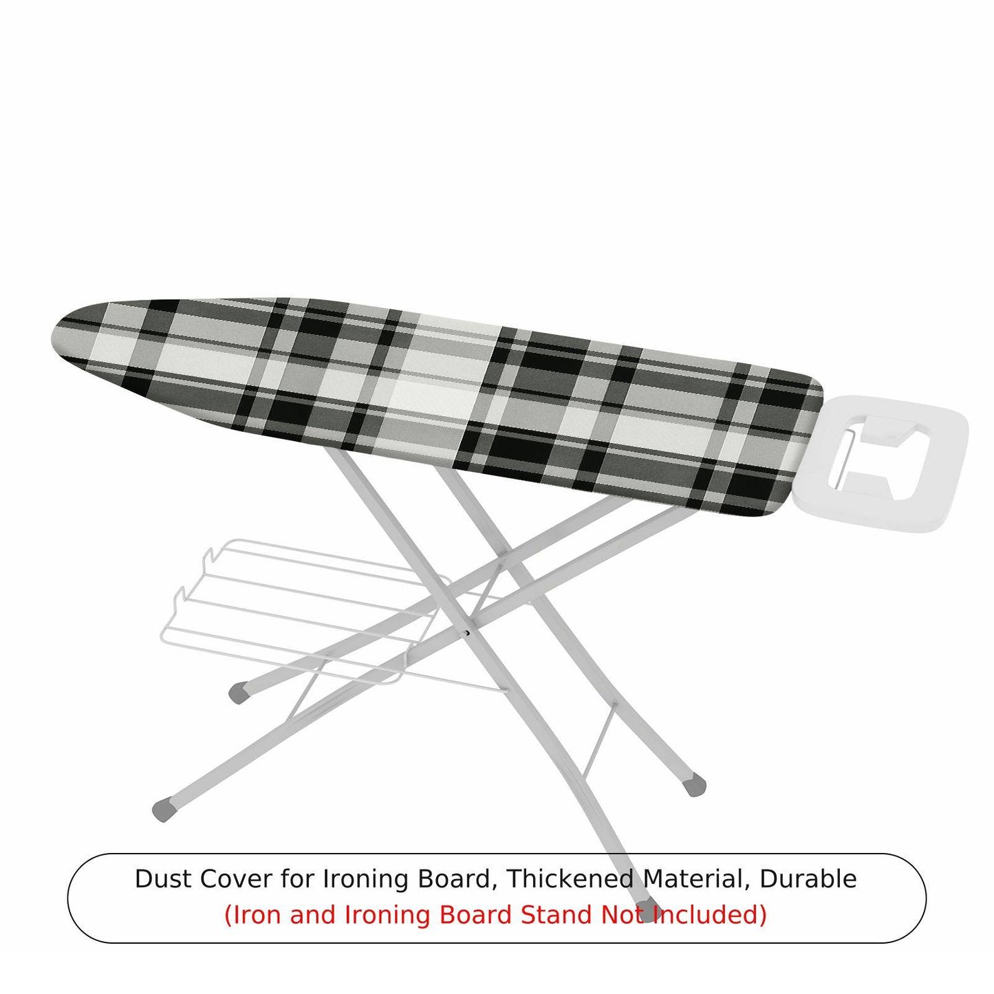 1-Piece Plaid Checked Pattern Black White  Ironing Board Cover, Universal Size, Without Board