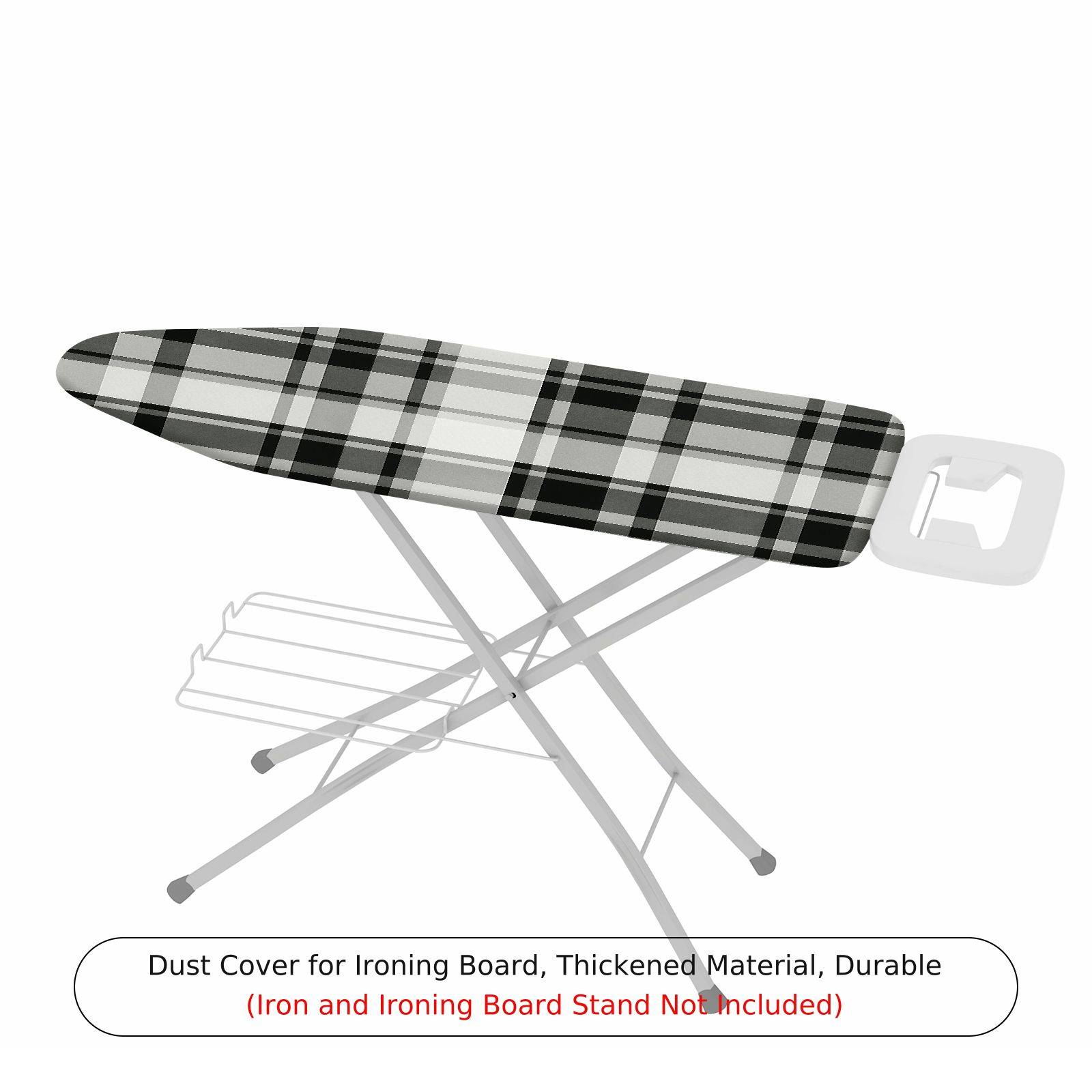 1-Piece Plaid Checked Pattern Black White  Ironing Board Cover, Universal Size, Without Board