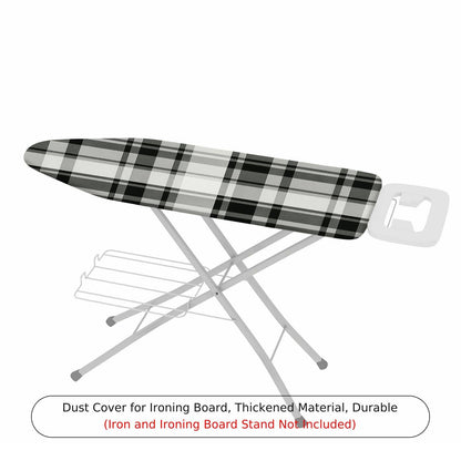1-Piece Plaid Checked Pattern Black White  Ironing Board Cover, Universal Size, Without Board