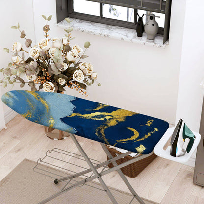 1-Piece Abstract Marble Gold Blue  Ironing Board Cover, Universal Size, Without Board