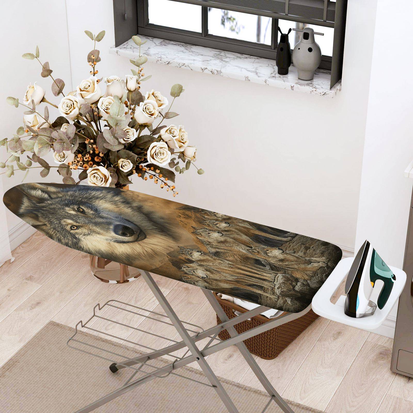 1-Piece Wolf Animal Nature  Ironing Board Cover, Universal Size, Without Board