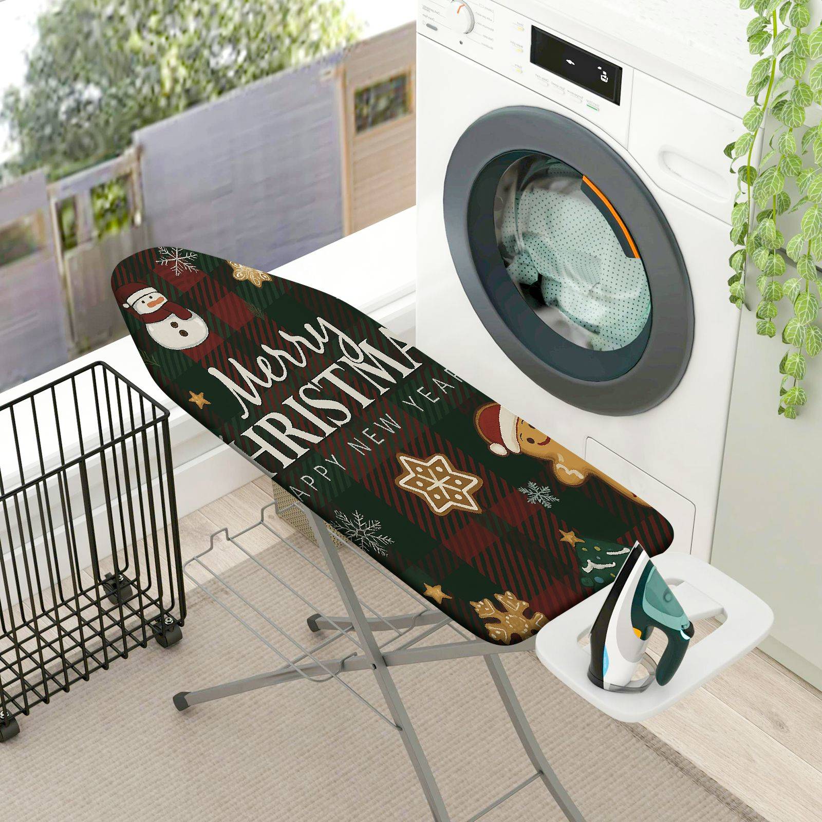 1-Piece Christmas Santa Gingerbread  Ironing Board Cover, Universal Size, Without Board