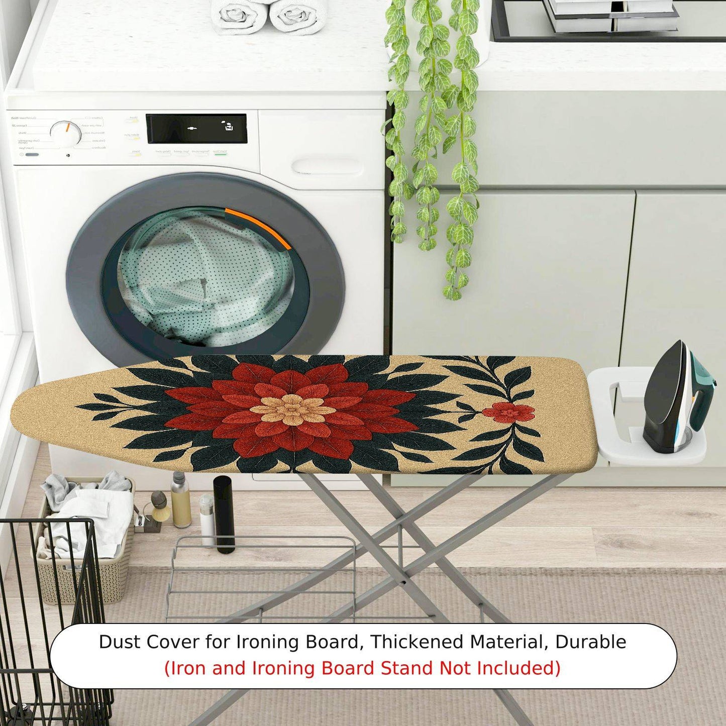 1-Piece Floral Red Green Beige  Ironing Board Cover, Universal Size, Without Board