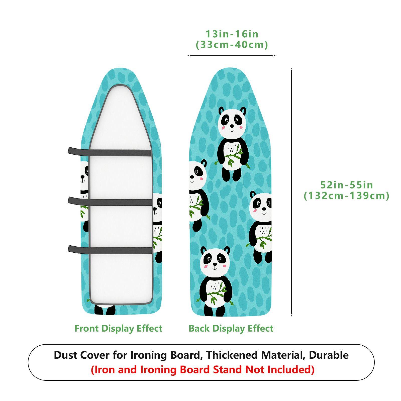 1-Piece Panda Blue Cute  Ironing Board Cover, Universal Size, Without Board