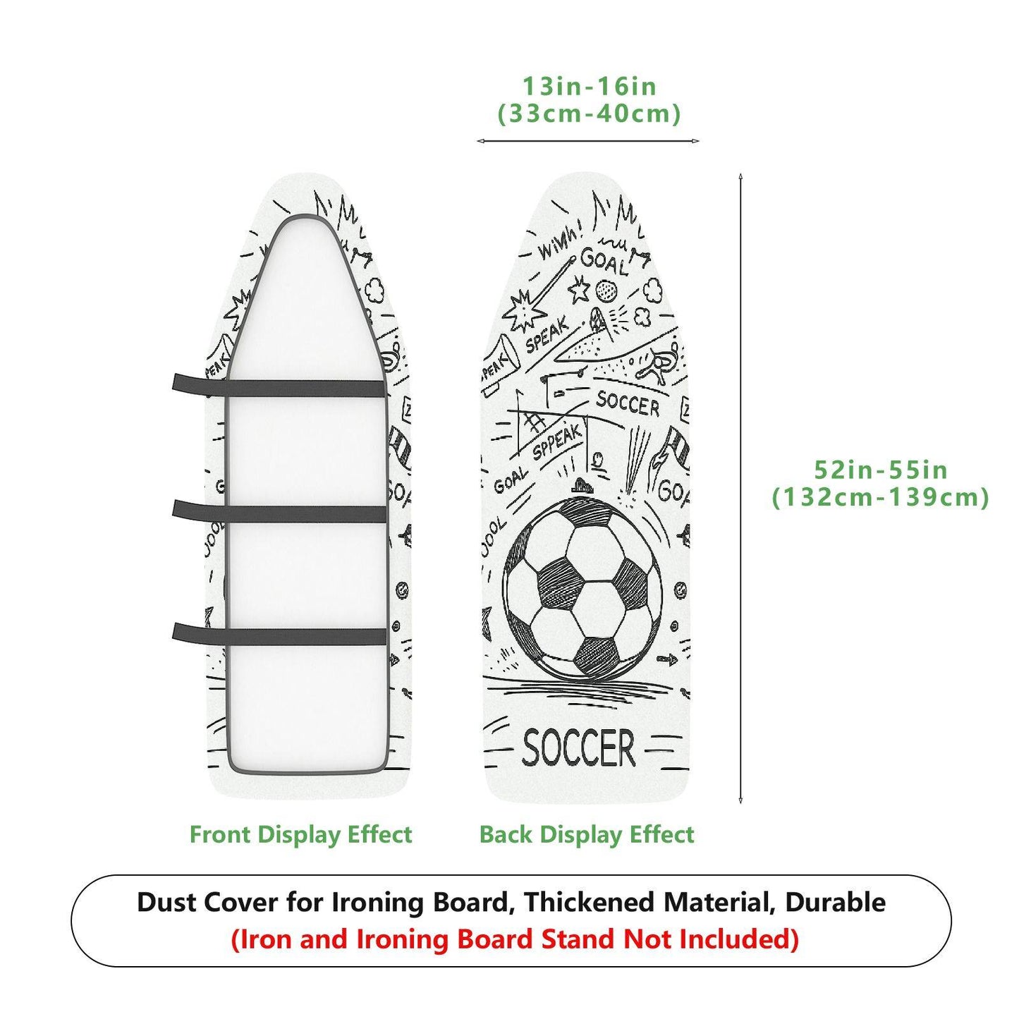 1-Piece Soccer Sports Fun  Ironing Board Cover, Universal Size, Without Board