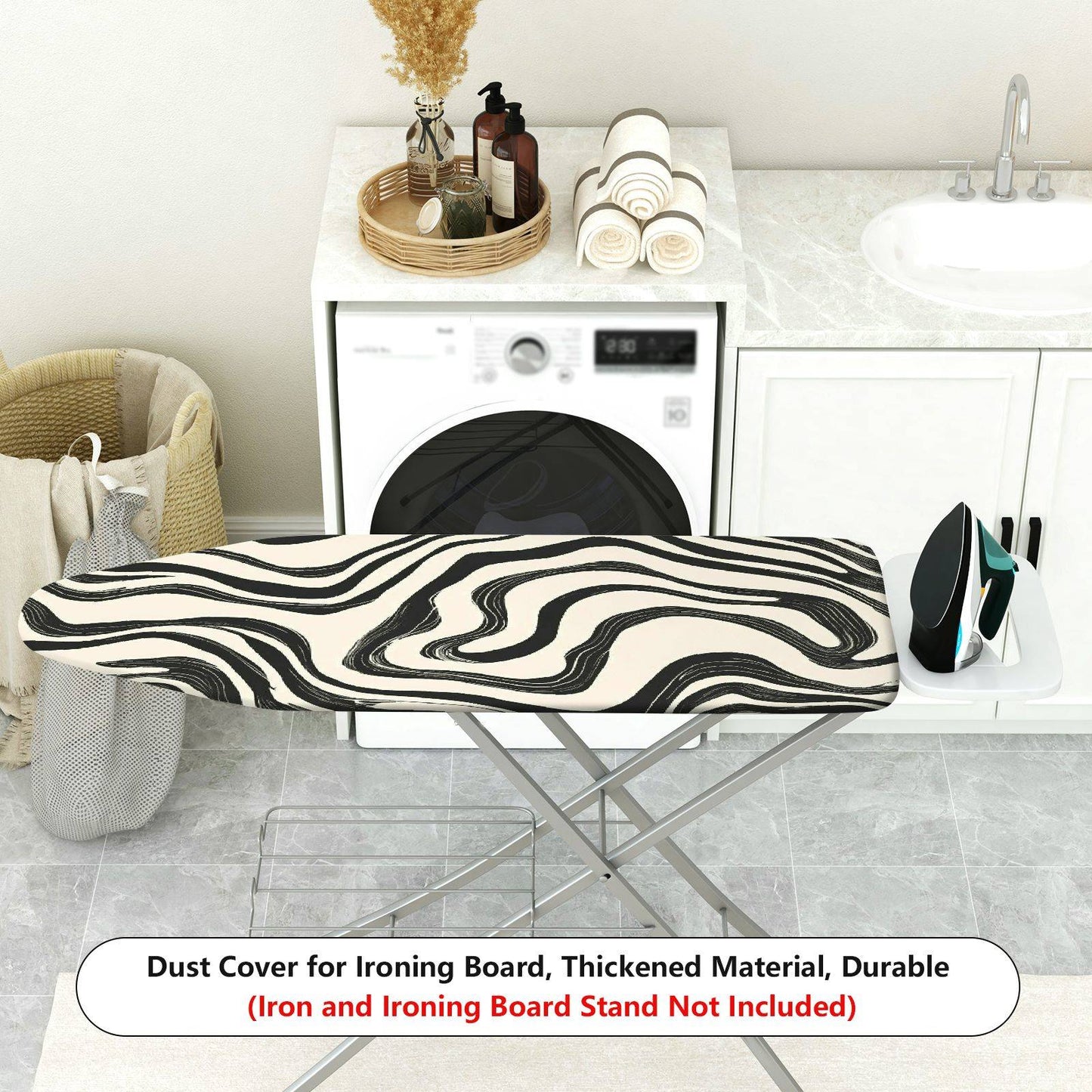 1-Piece Abstract Black White Geometric  Ironing Board Cover, Universal Size, Without Board