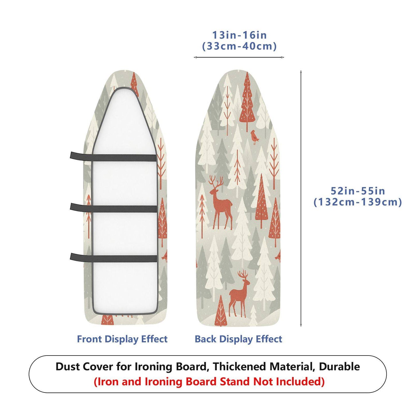 1-Piece Forest Deer Snow Christmas  Ironing Board Cover, Universal Size, Without Board