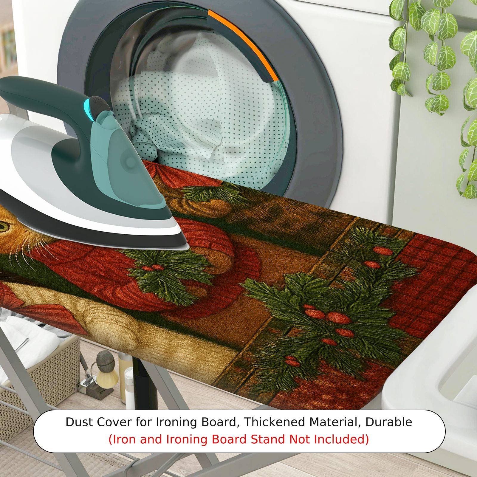 1-Piece Christmas Cat Vintage  Ironing Board Cover, Universal Size, Without Board