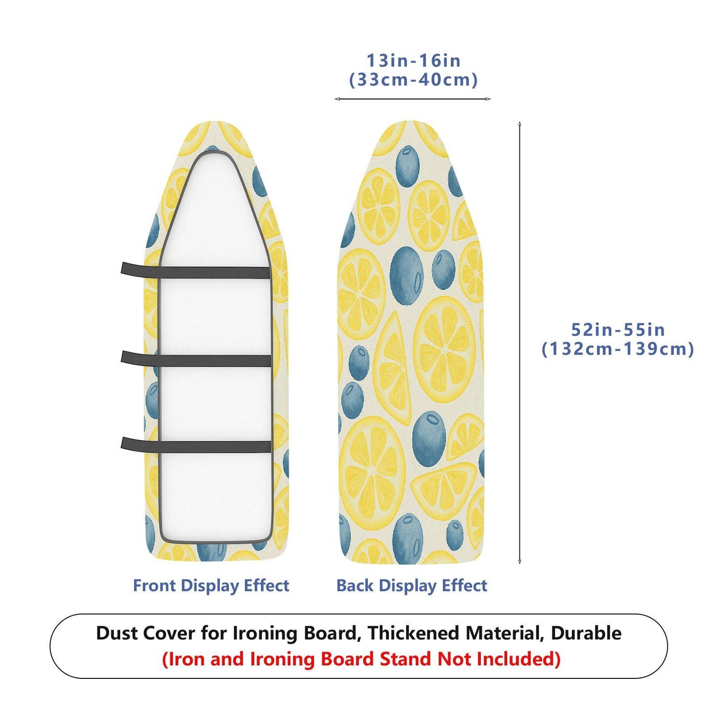 1-Piece Fruit Pattern Lemon Blueberry  Ironing Board Cover, Universal Size, Without Board