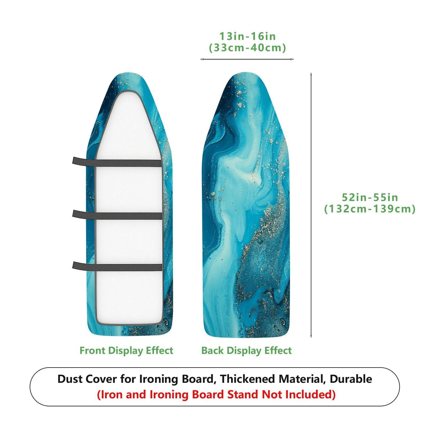 1-Piece Abstract Blue Marble Glitter  Ironing Board Cover, Universal Size, Without Board