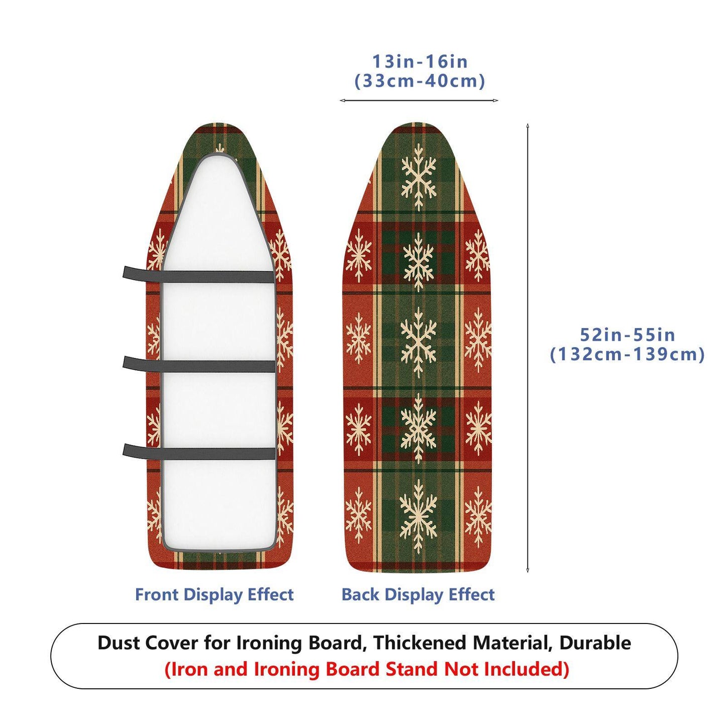1-Piece Snowflake Plaid Christmas  Ironing Board Cover, Universal Size, Without Board