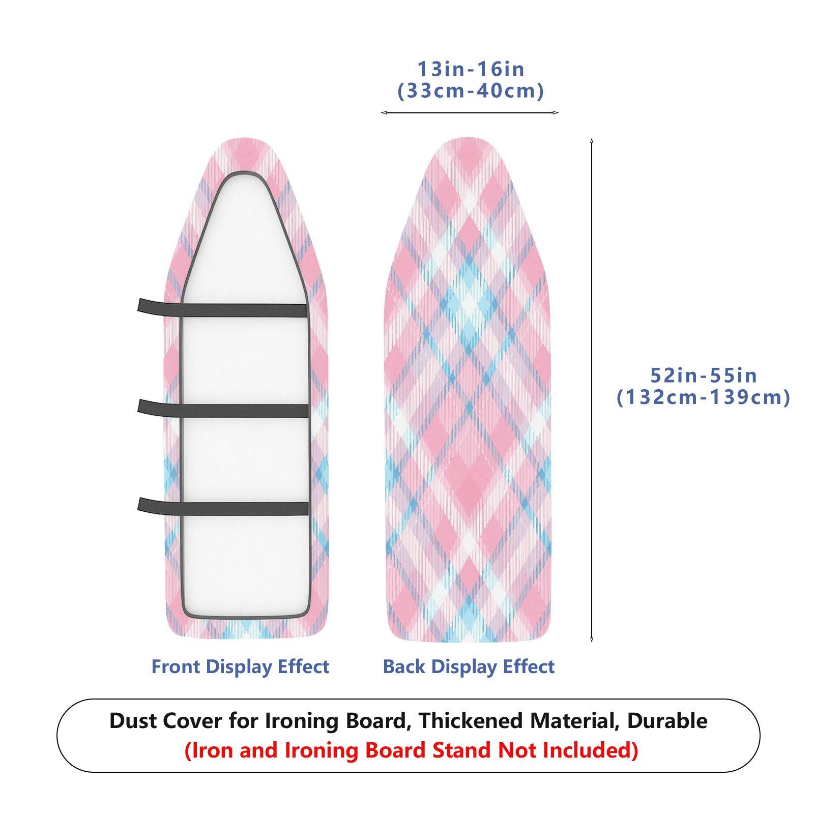 1-Piece Pink Plaid Pastel  Ironing Board Cover, Universal Size, Without Board