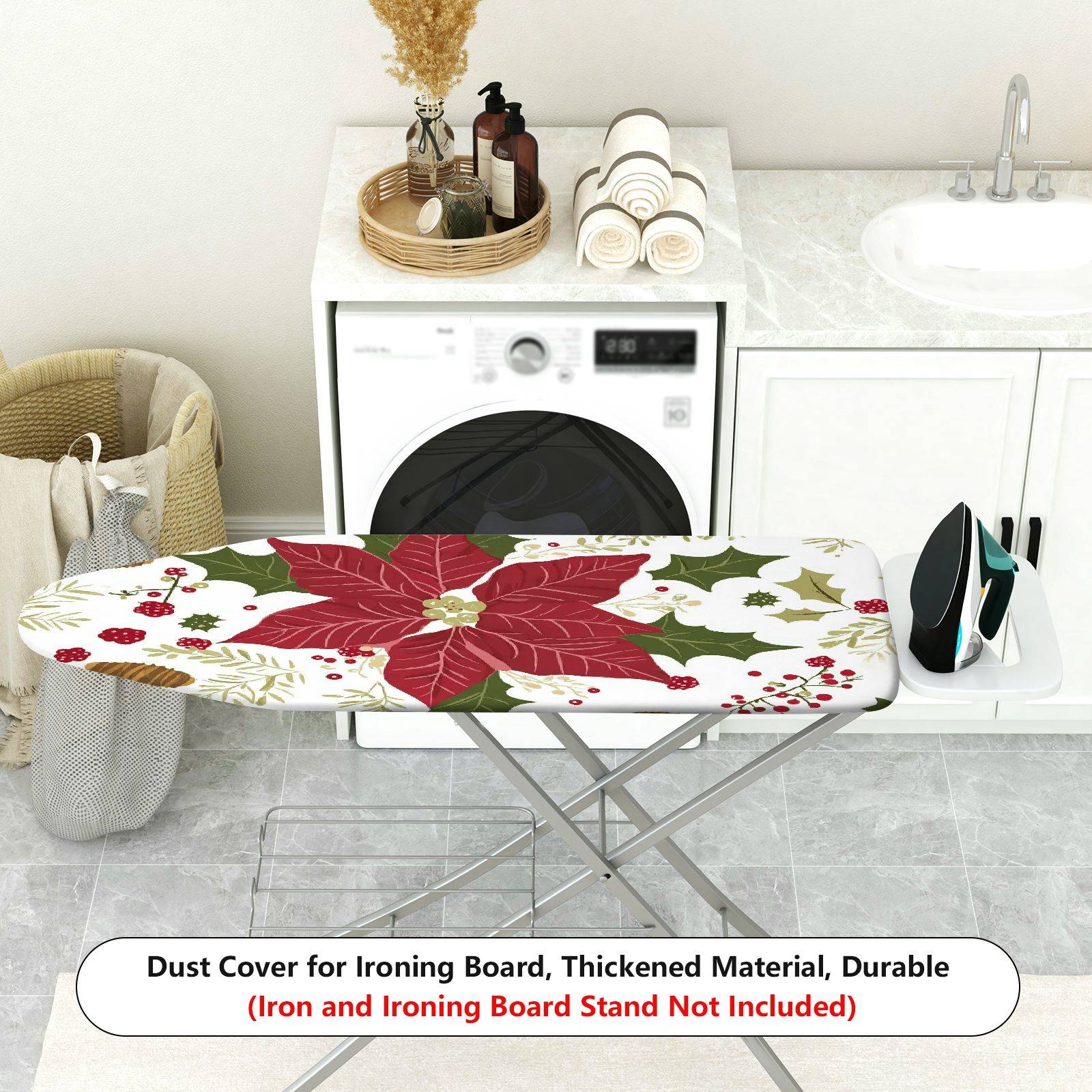 1-Piece Christmas Poinsettia Festive  Ironing Board Cover, Universal Size, Without Board