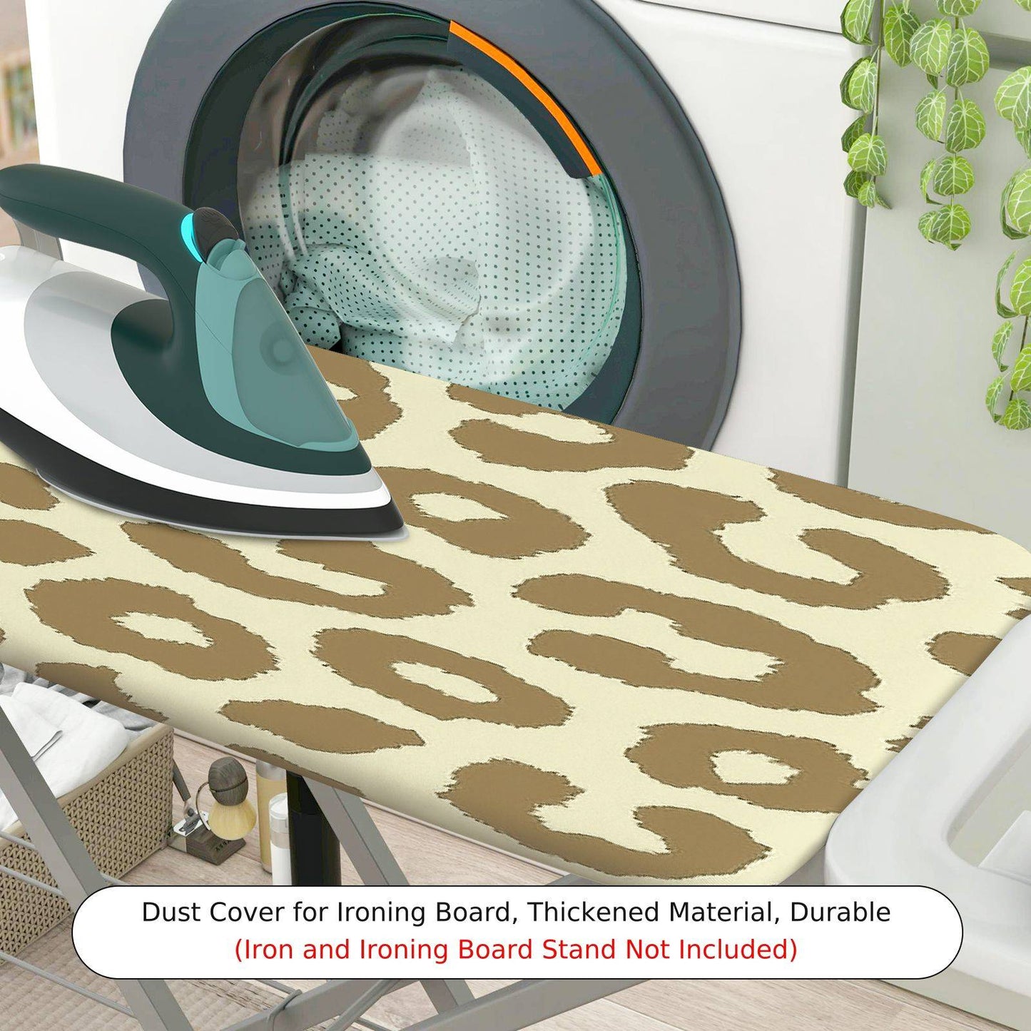 1-Piece Leopard Print Beige Stylish  Ironing Board Cover, Universal Size, Without Board