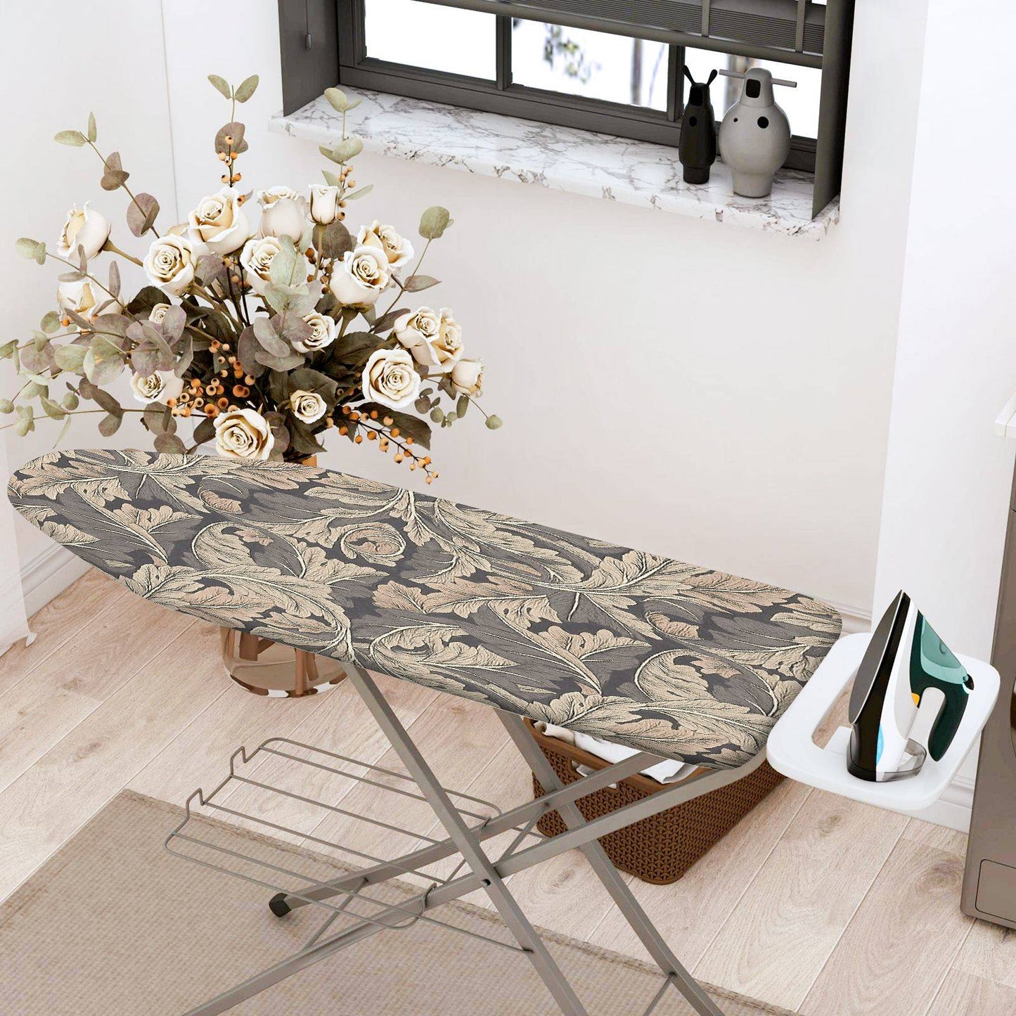 1-Piece Vintage Leaf Pattern Beige  Ironing Board Cover, Universal Size, Without Board