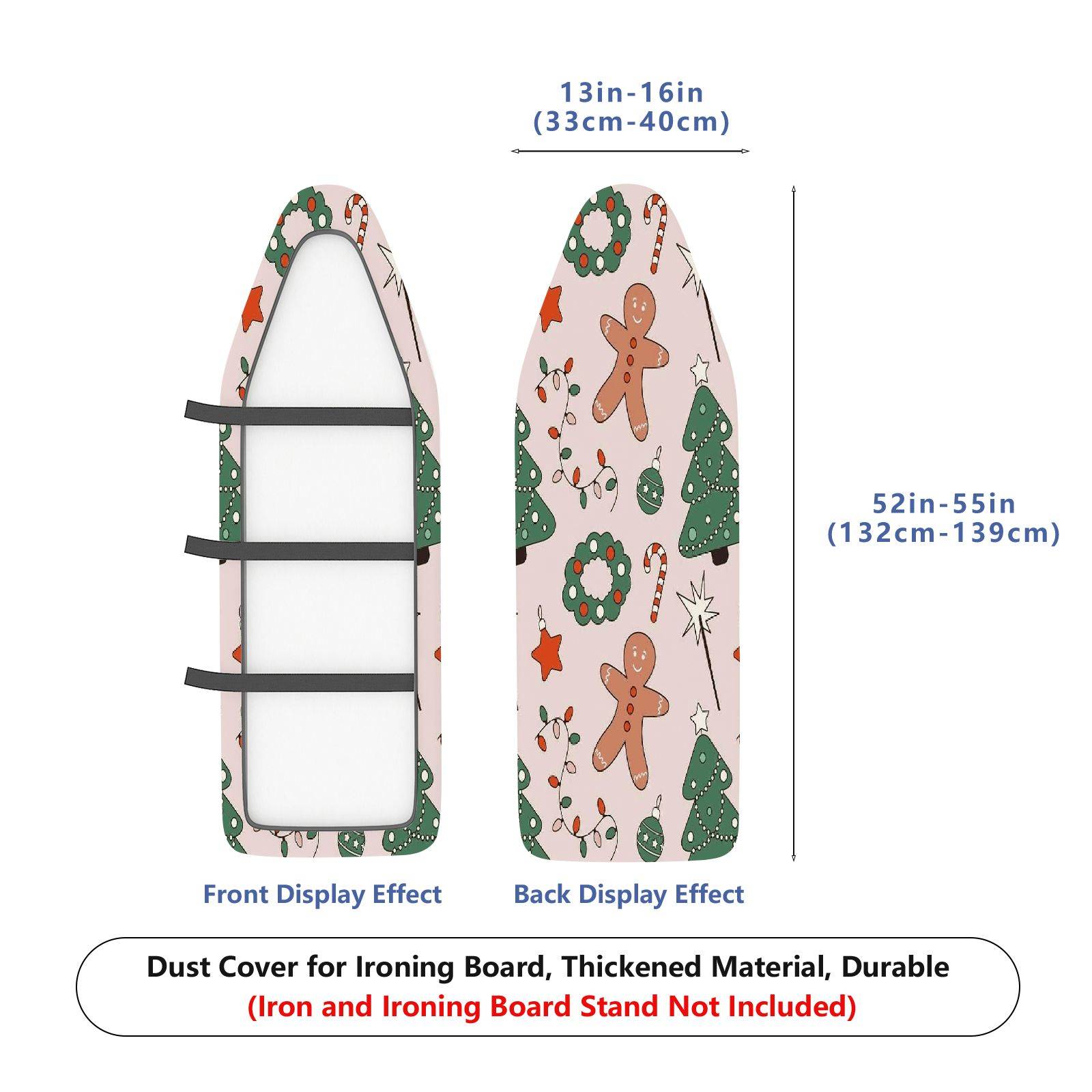1-Piece Gingerbread Christmas Tree Candy Cane  Ironing Board Cover, Universal Size, Without Board
