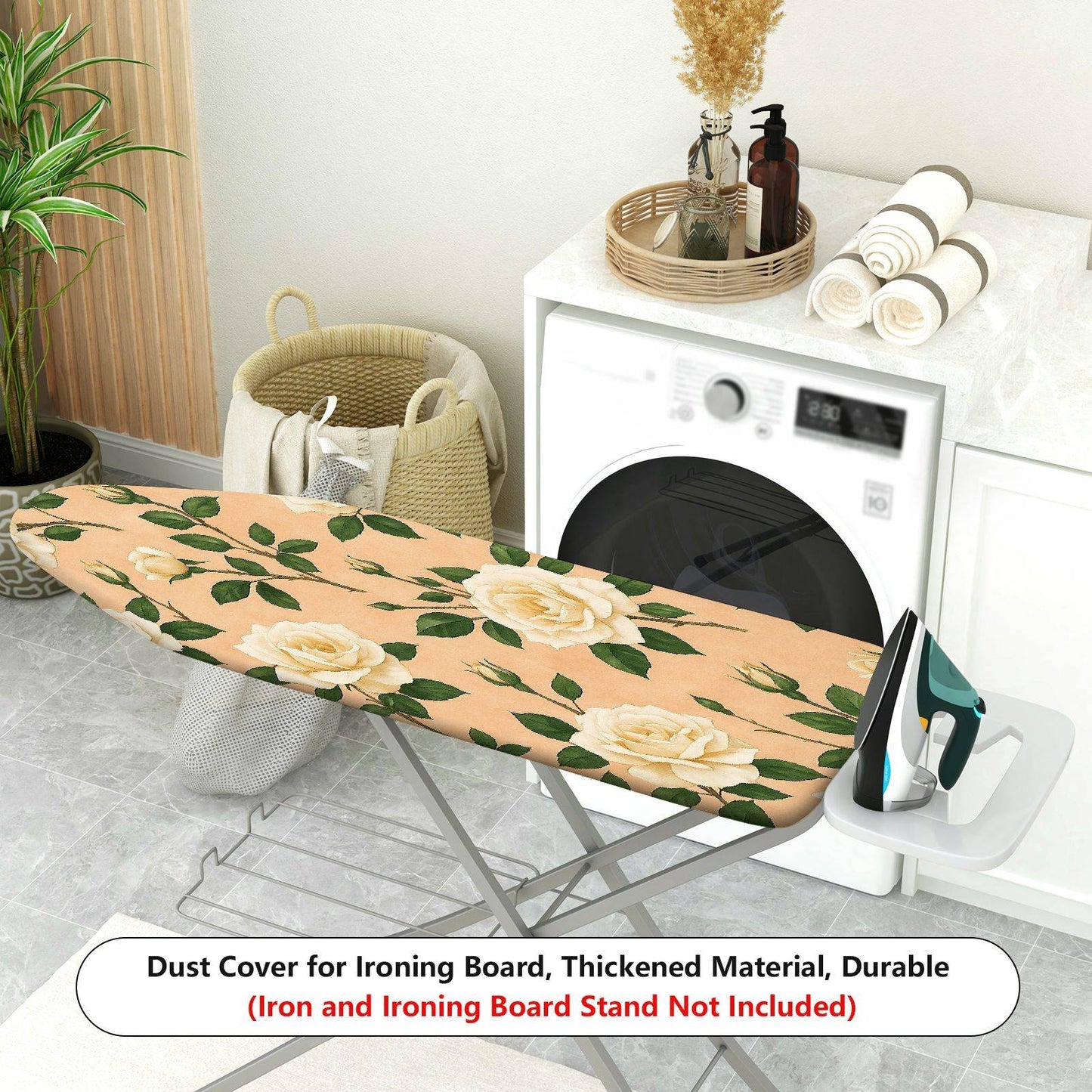 1-Piece Floral Rose Pattern Beige  Ironing Board Cover, Universal Size, Without Board