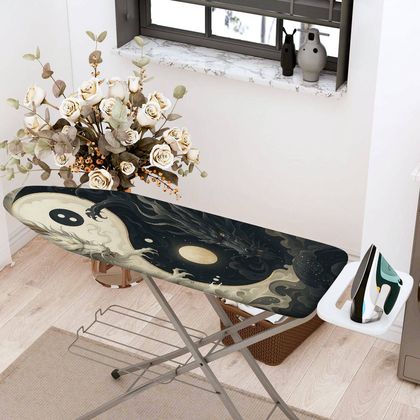 1-Piece Yin Yang Dragon Black  Ironing Board Cover, Universal Size, Without Board