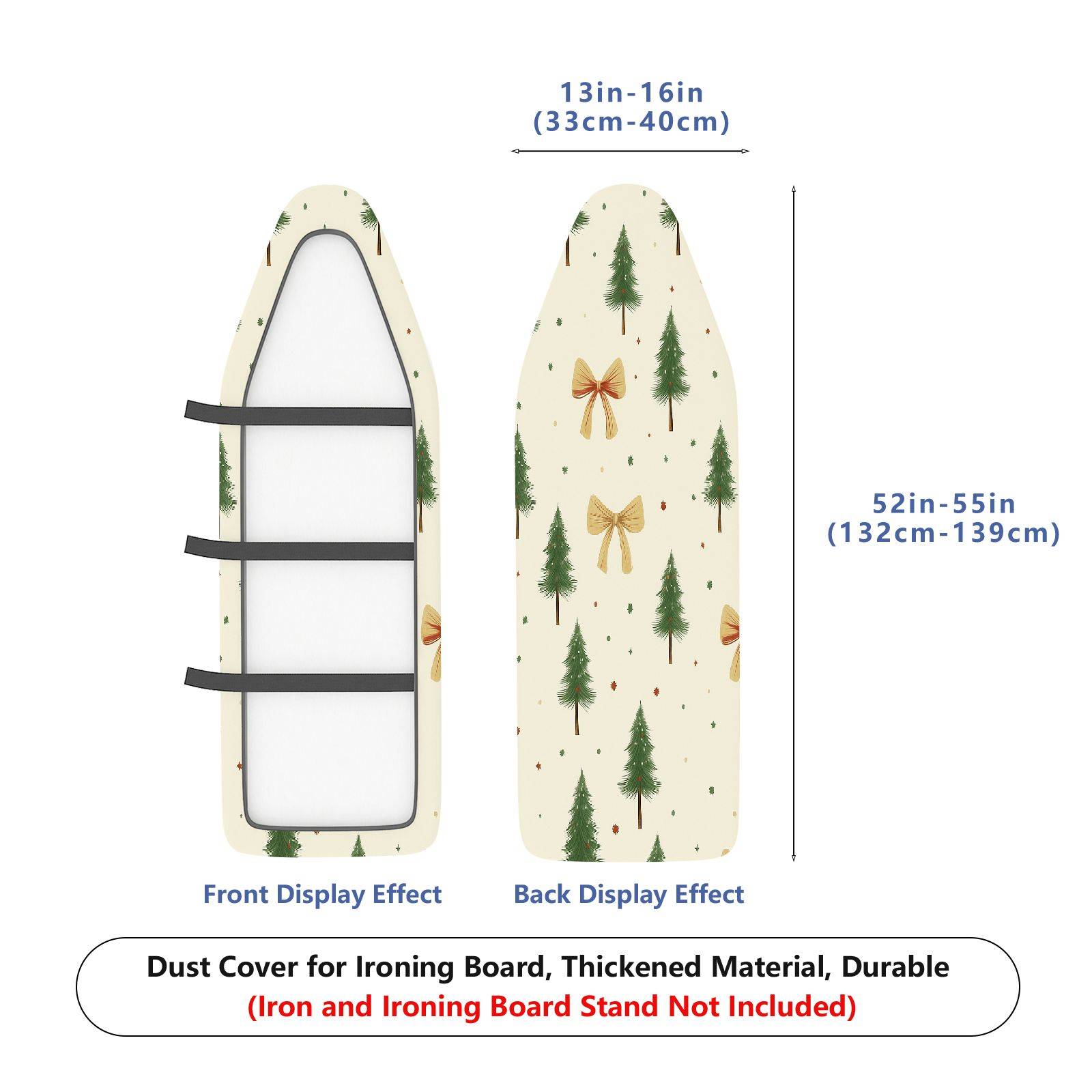 1-Piece Christmas Tree Bow Star  Ironing Board Cover, Universal Size, Without Board