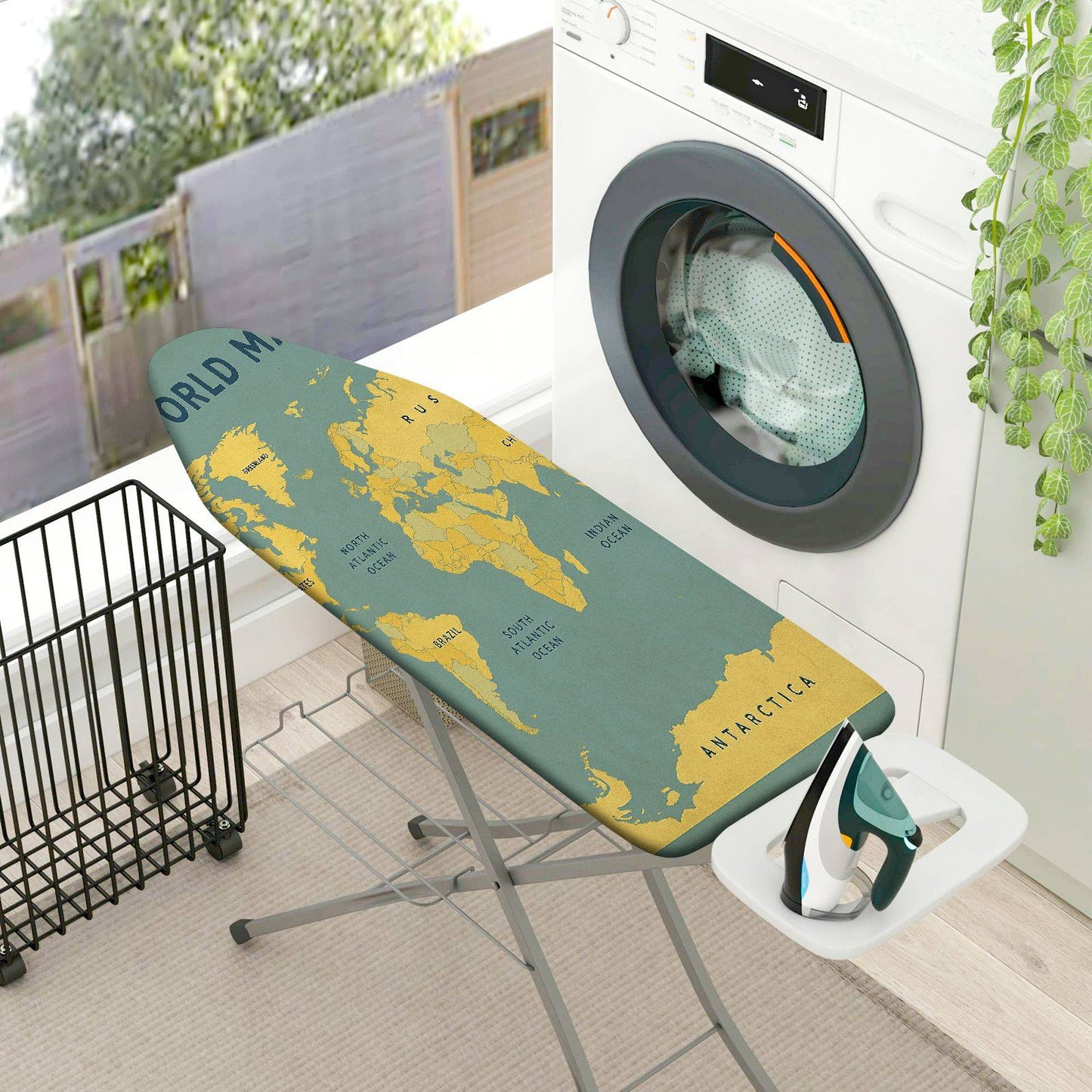 1-Piece World Map Geography Travel  Ironing Board Cover, Universal Size, Without Board