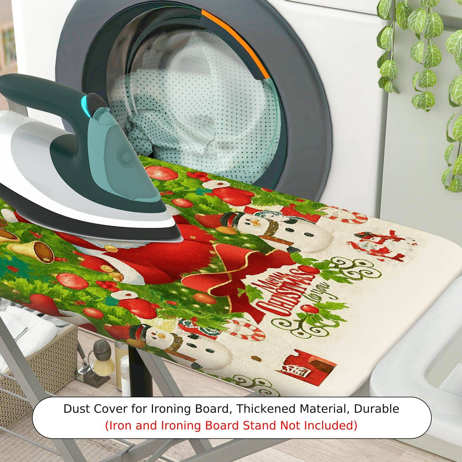 1-Piece Christmas Santa Snowman  Ironing Board Cover, Universal Size, Without Board