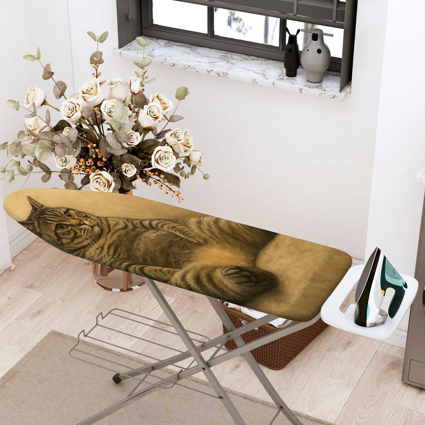 1-Piece Cat Animal Fun Art  Ironing Board Cover, Universal Size, Without Board