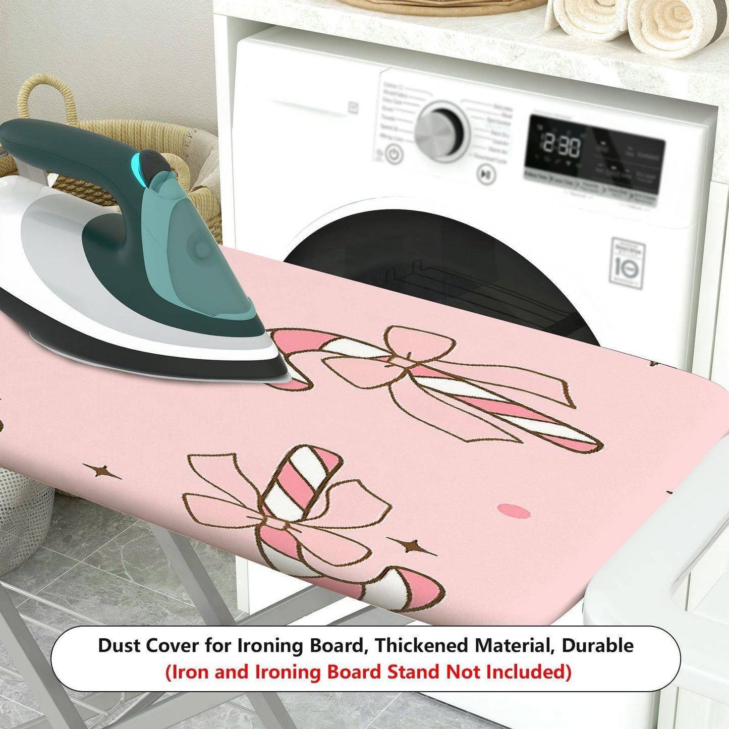 1-Piece Christmas Candy Bow Holly  Ironing Board Cover, Universal Size, Without Board
