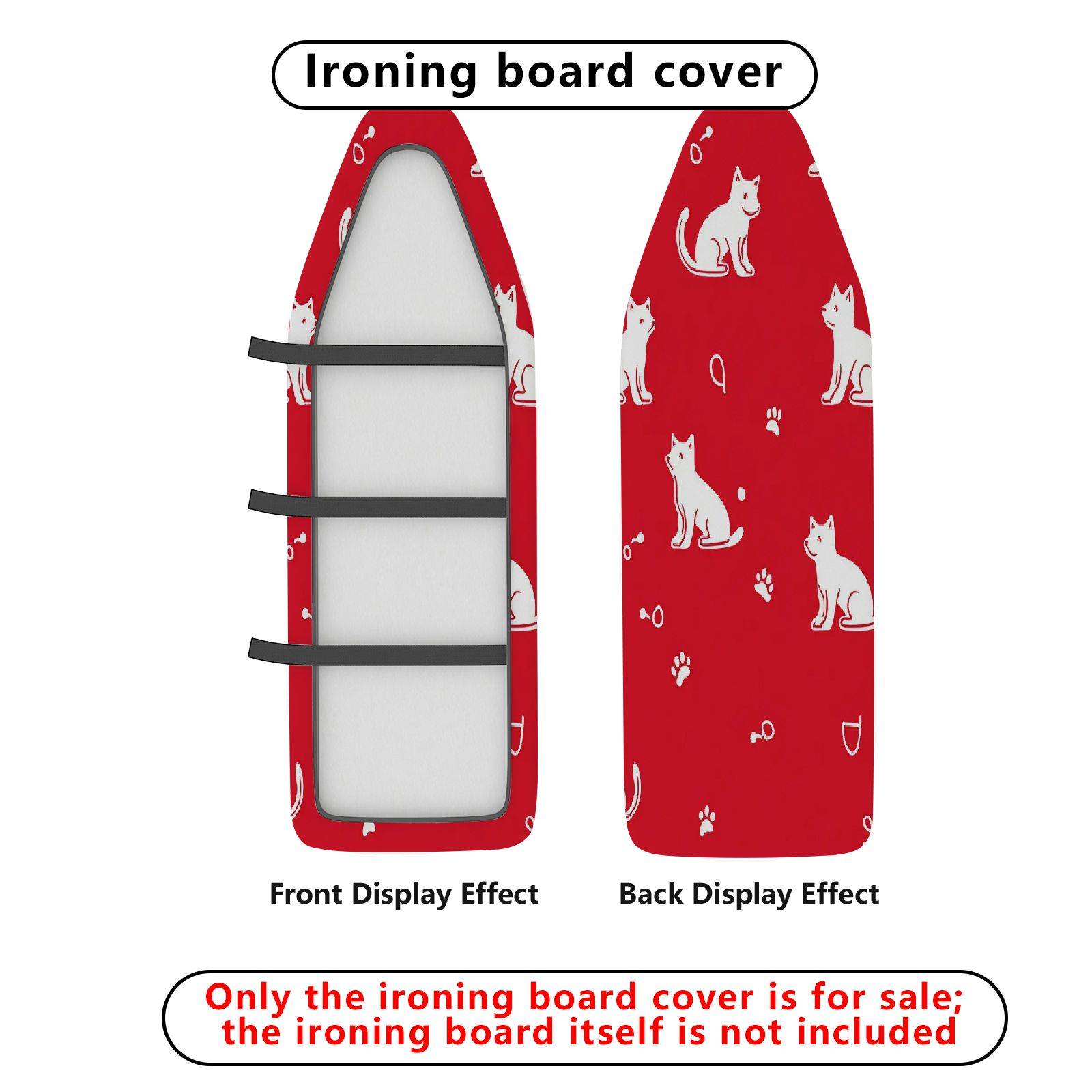 1-Piece Cat Paw Red Cute  Ironing Board Cover, Universal Size, Without Board