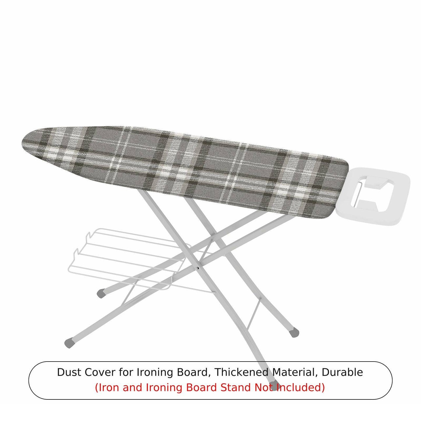 1-Piece Plaid Checkered Gray  Ironing Board Cover, Universal Size, Without Board