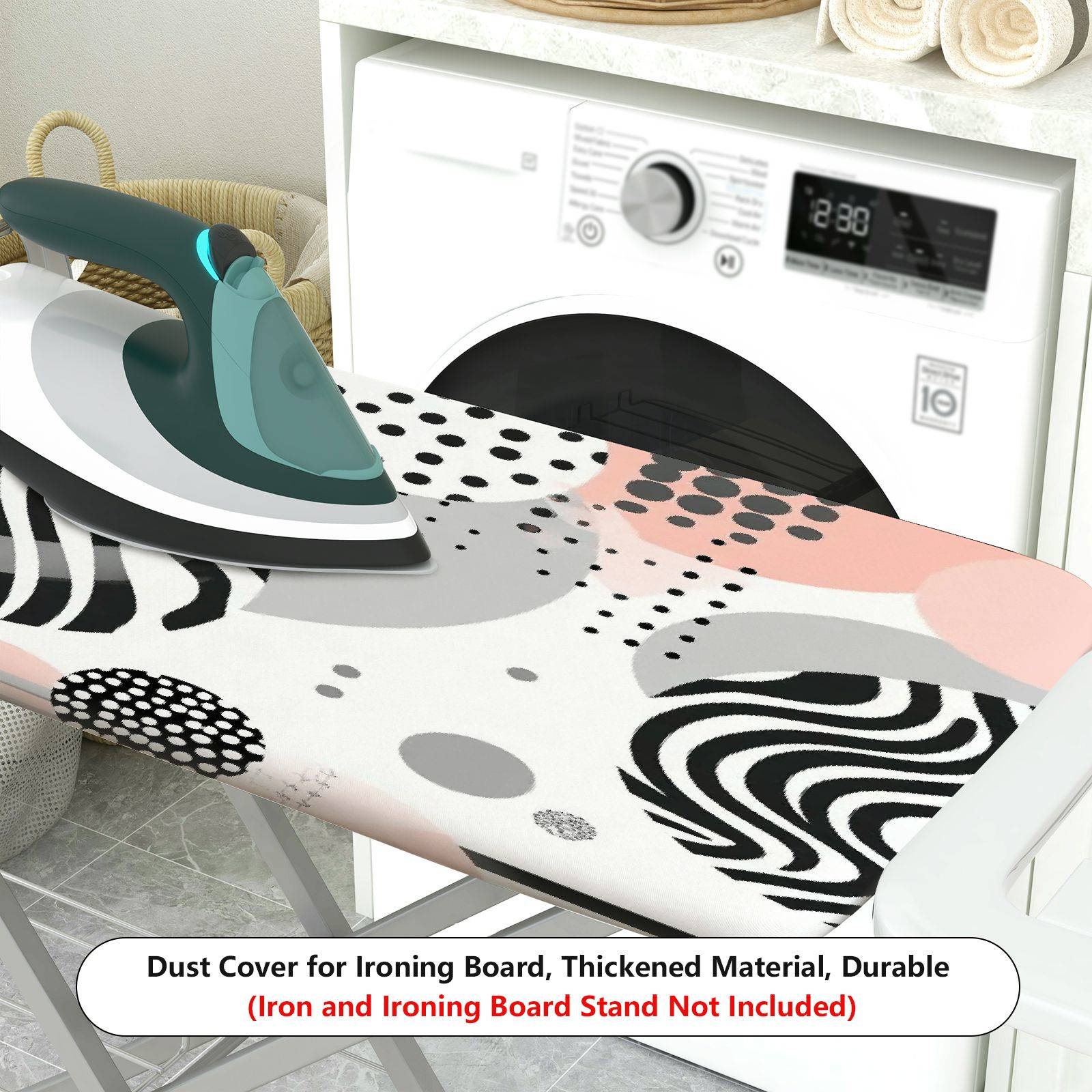 1-Piece Abstract Geometric Dots Striped  Ironing Board Cover, Universal Size, Without Board
