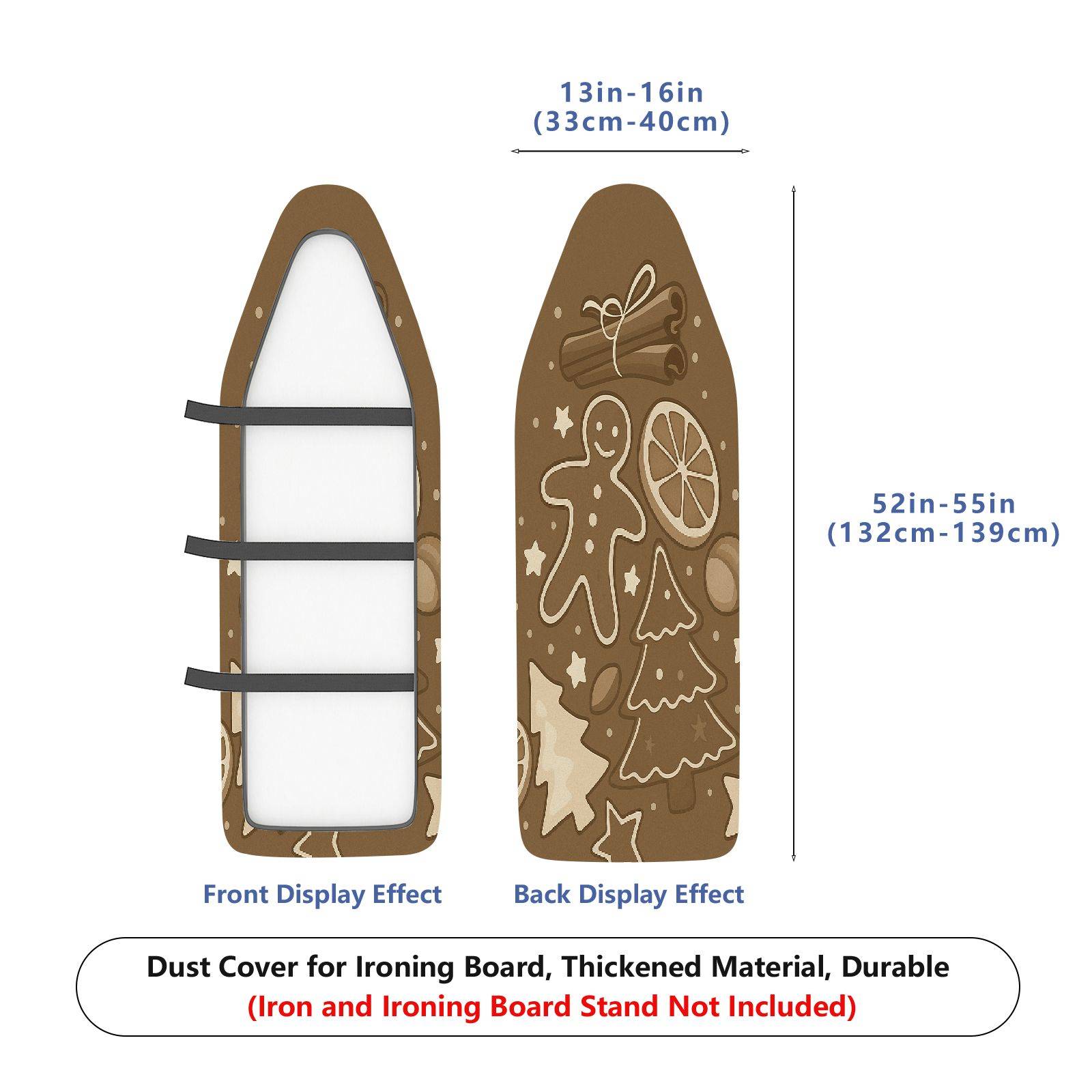 1-Piece Christmas Gingerbread Cinnamon Tree  Ironing Board Cover, Universal Size, Without Board