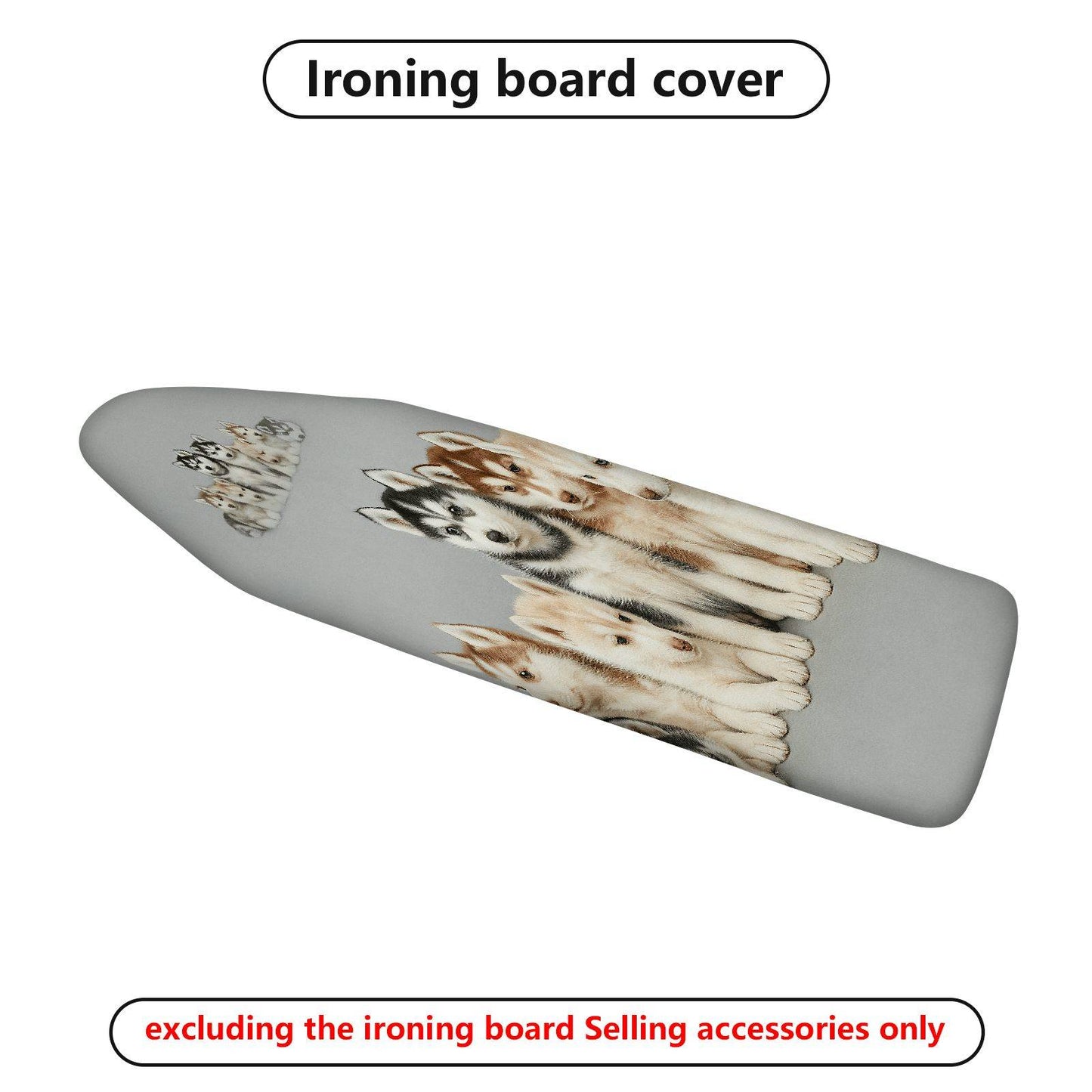 1-Piece Dog Pattern Cute Animal Grey  Ironing Board Cover, Universal Size, Without Board