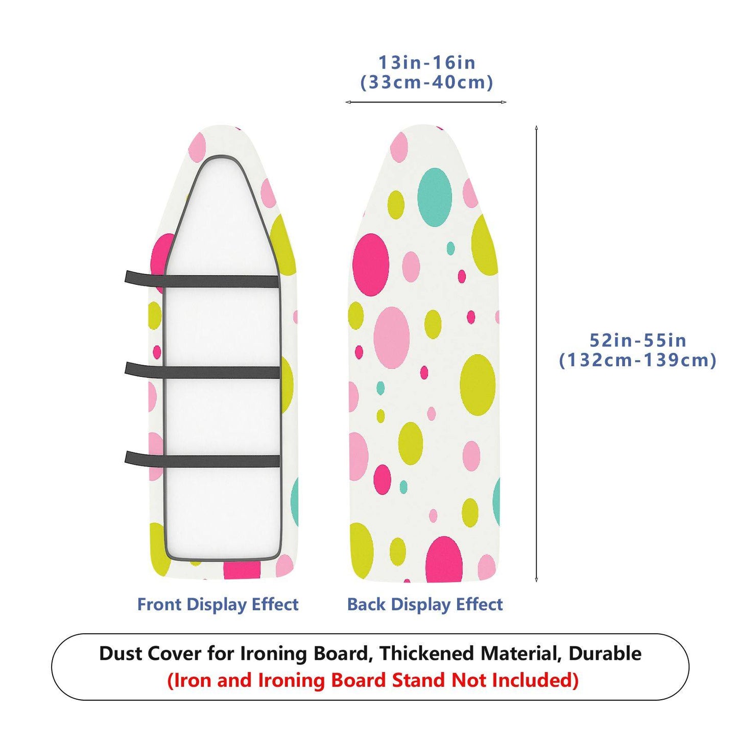 1-Piece Polka Dot Colorful Fun Pastel  Ironing Board Cover, Universal Size, Without Board