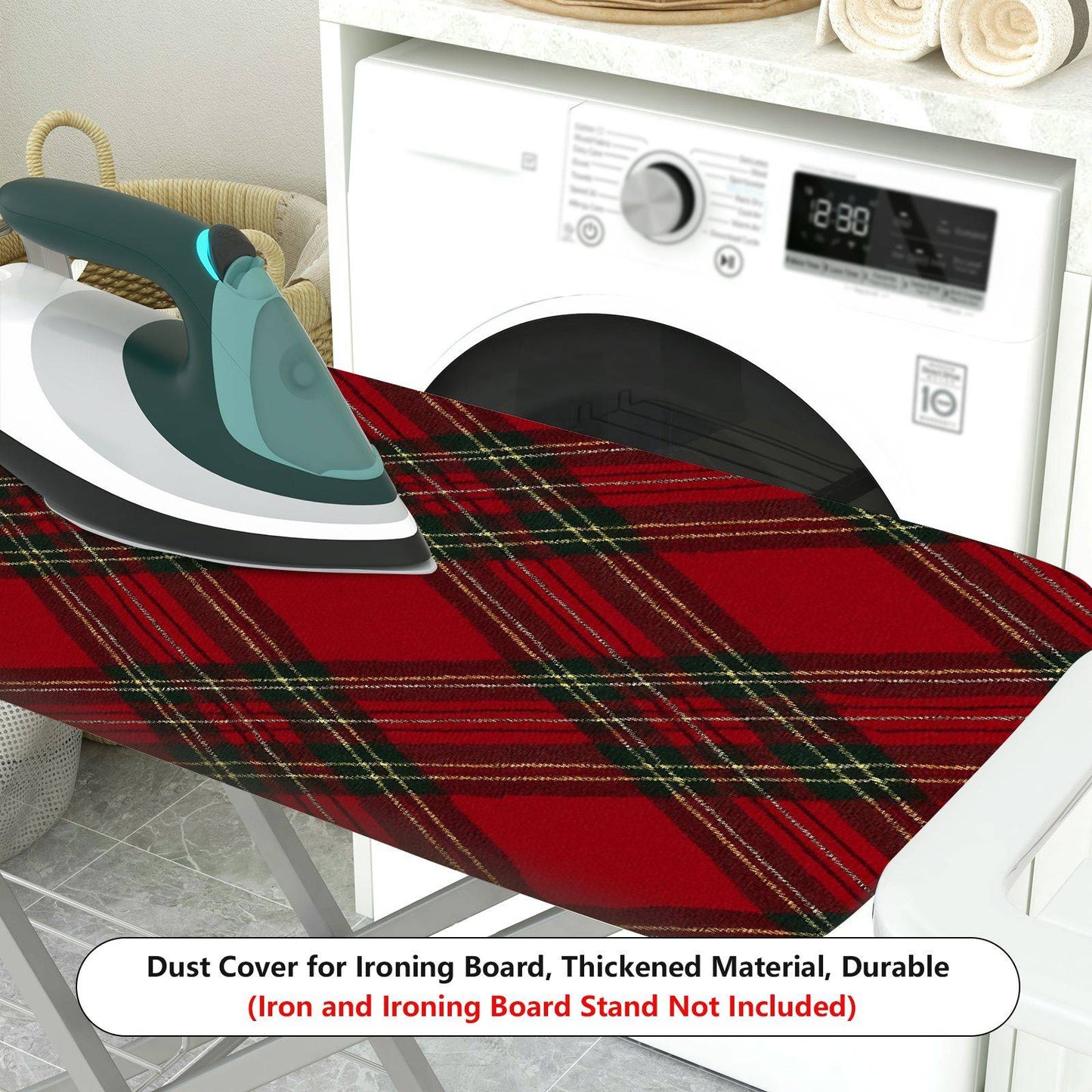 1-Piece Red Plaid Checked Pattern  Ironing Board Cover, Universal Size, Without Board