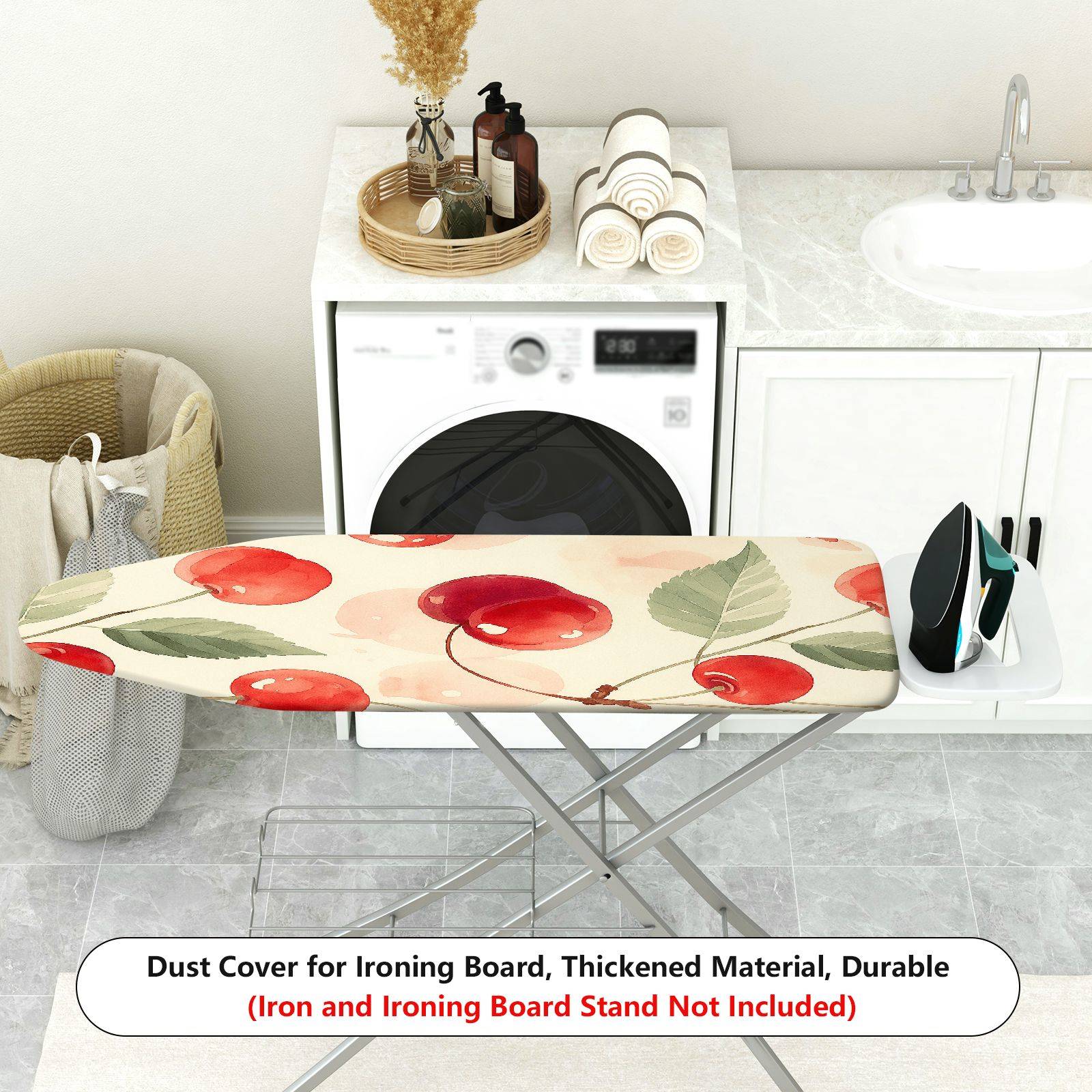 1-Piece Cherry Fruit Pattern Watercolor Style  Ironing Board Cover, Universal Size, Without Board