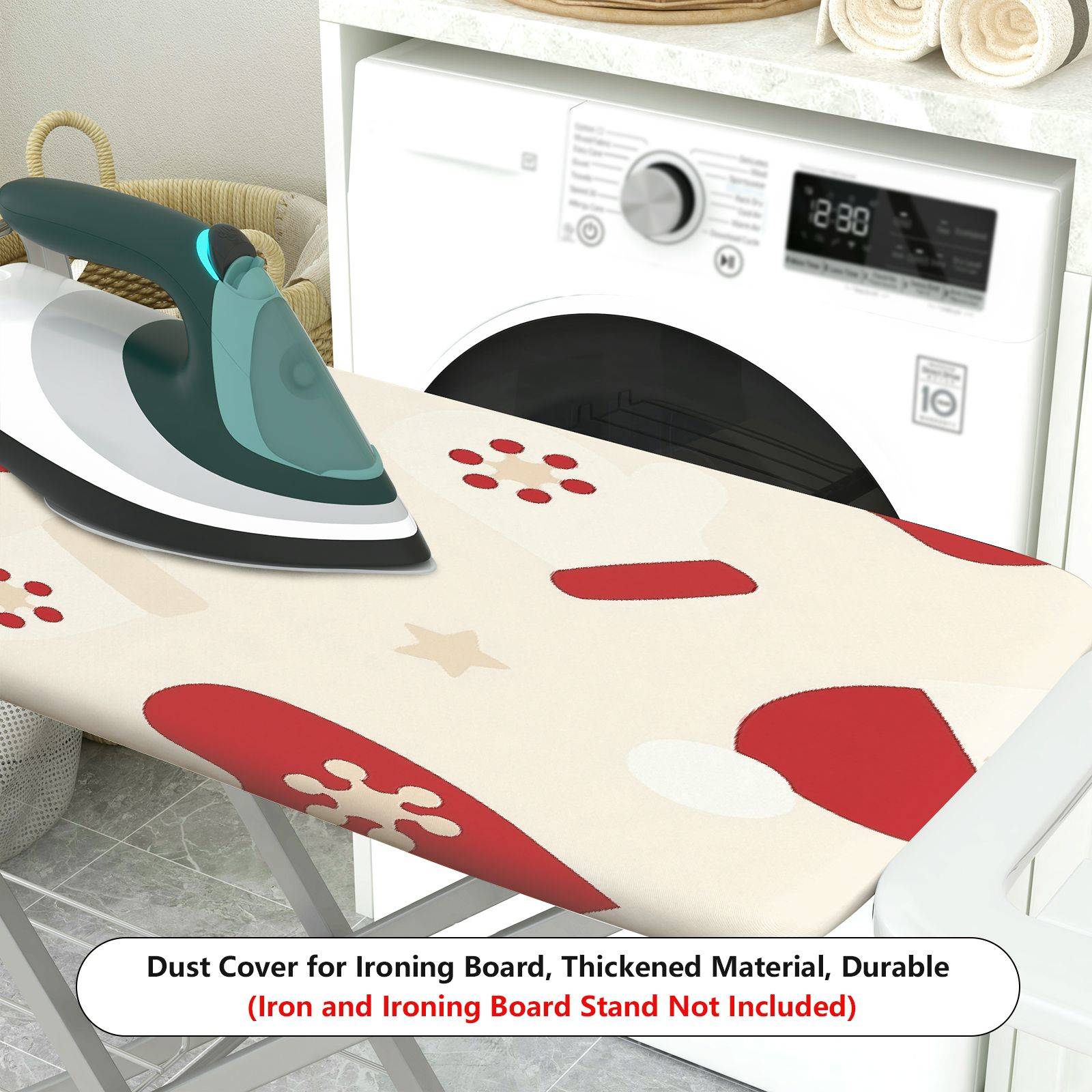 1-Piece Christmas Red White Pattern Santa Hat  Ironing Board Cover, Universal Size, Without Board
