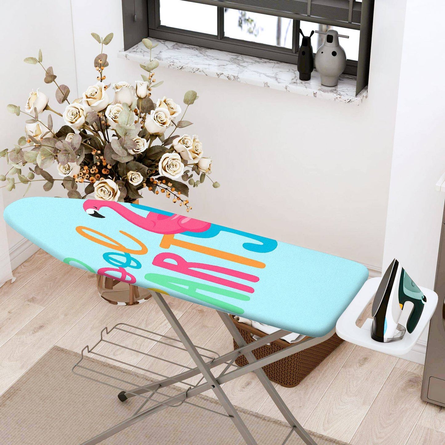 1-Piece Flamingo Colorful Fun  Ironing Board Cover, Universal Size, Without Board