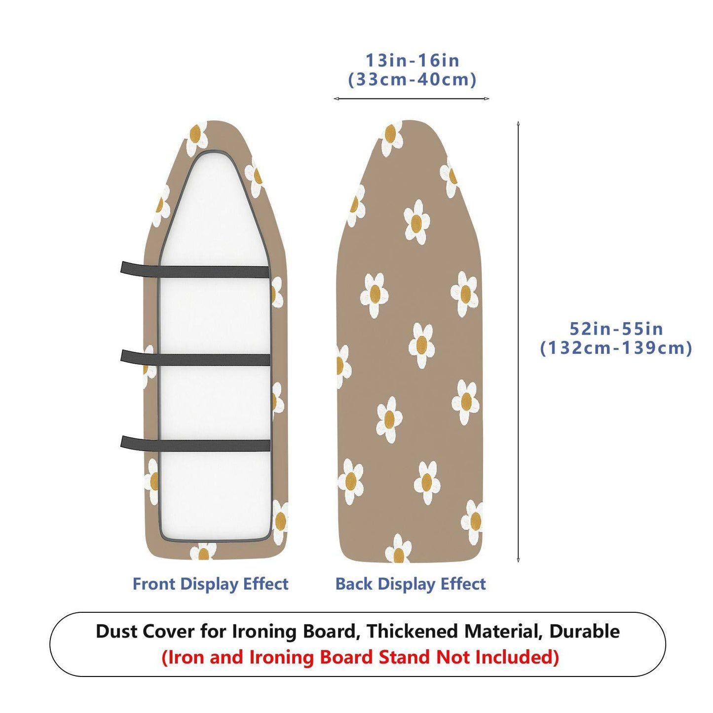 1-Piece Daisy Floral Beige  Ironing Board Cover, Universal Size, Without Board