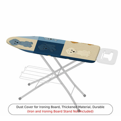 1-Piece Dogs Blue Beige Horizontal  Ironing Board Cover, Universal Size, Without Board