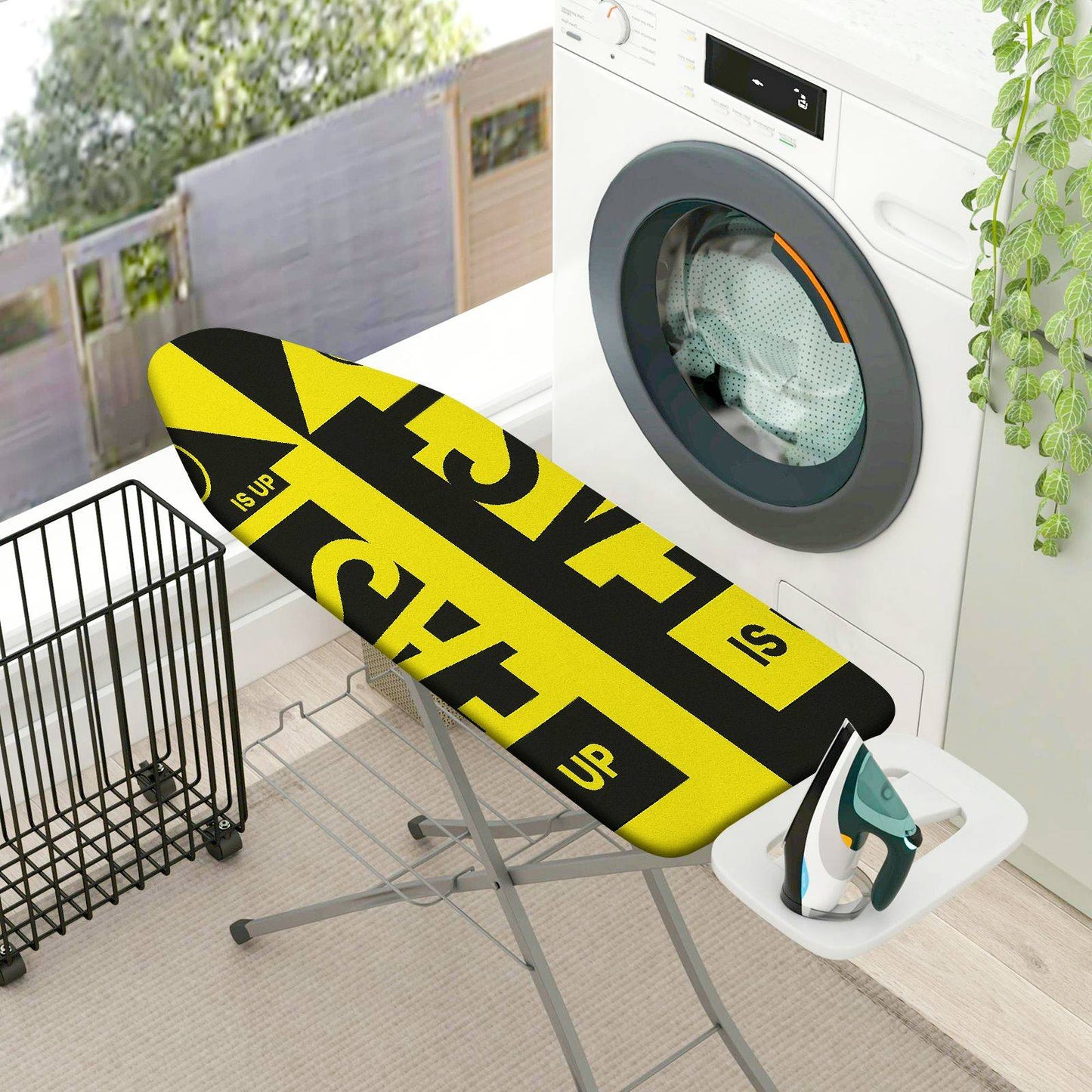 1-Piece Yellow Black Graphic Text  Ironing Board Cover, Universal Size, Without Board