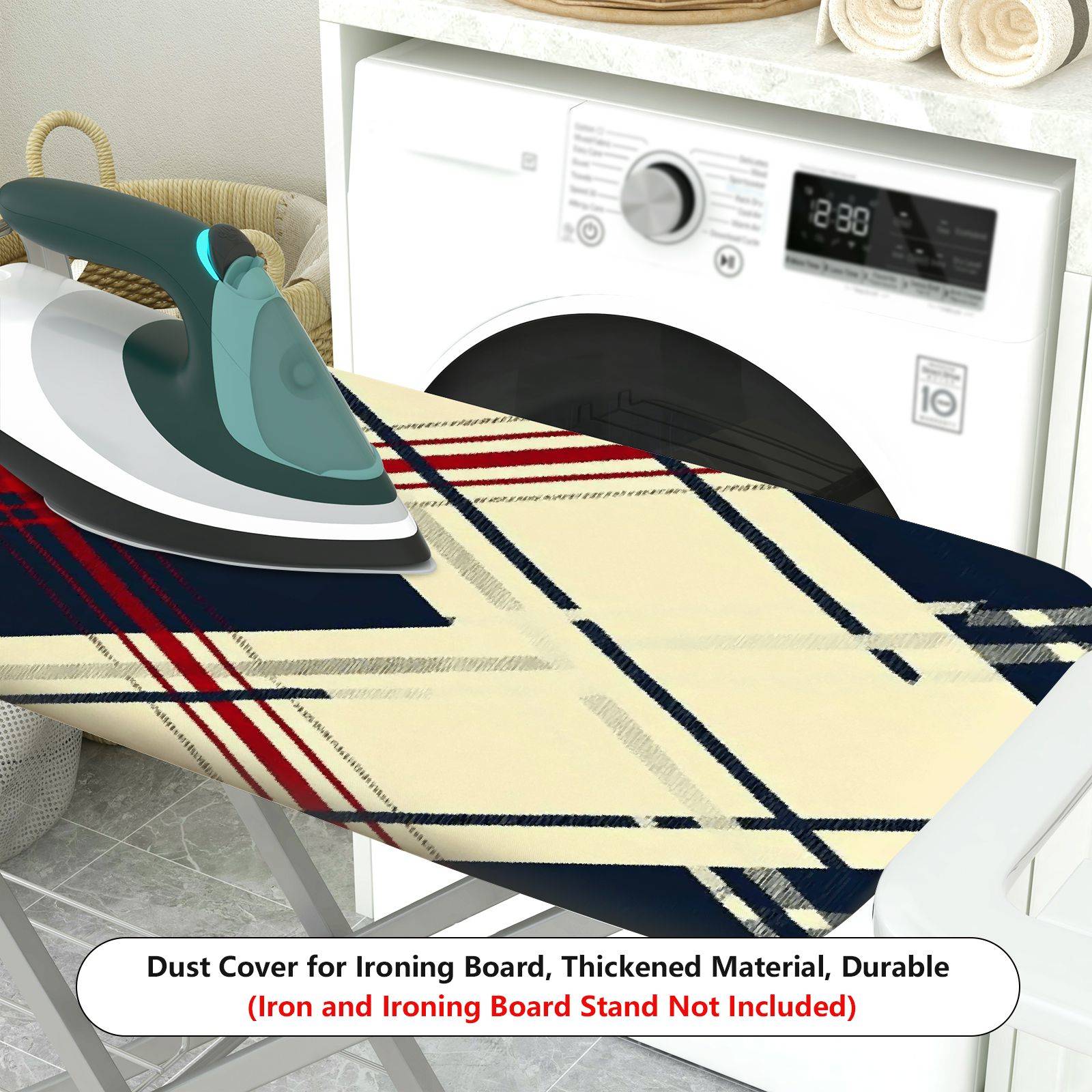 1-Piece Plaid Diamond Red  Ironing Board Cover, Universal Size, Without Board