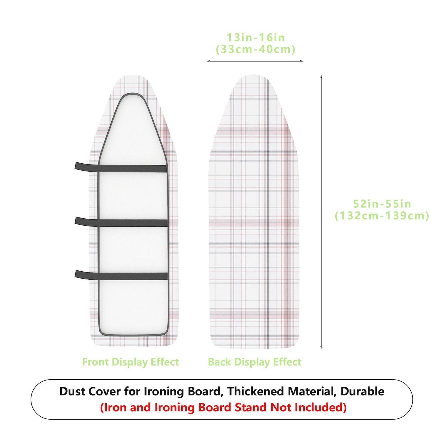 1-Piece Plaid Pattern White Gray Checkered  Ironing Board Cover, Universal Size, Without Board