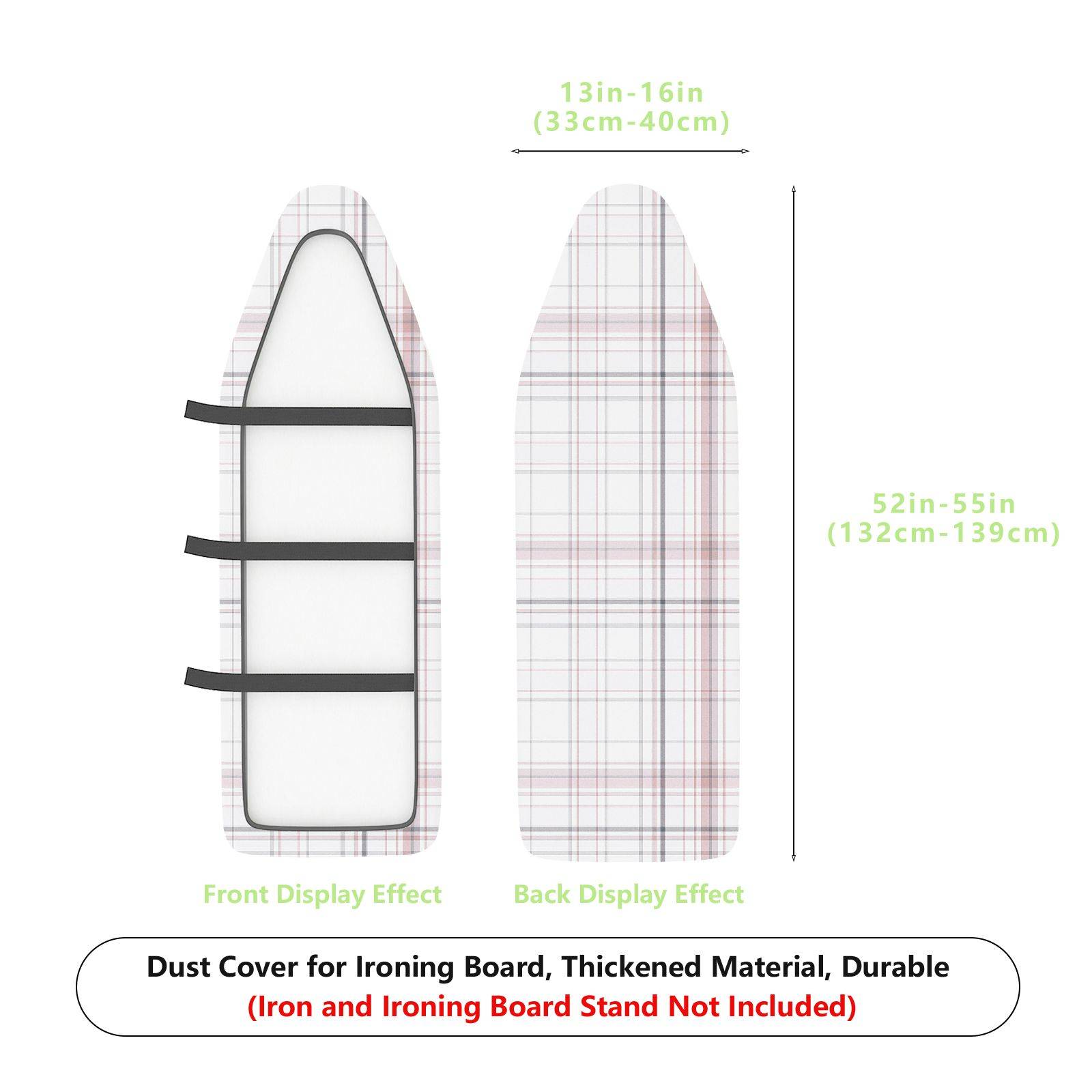 1-Piece Plaid Pattern White Gray Checkered  Ironing Board Cover, Universal Size, Without Board