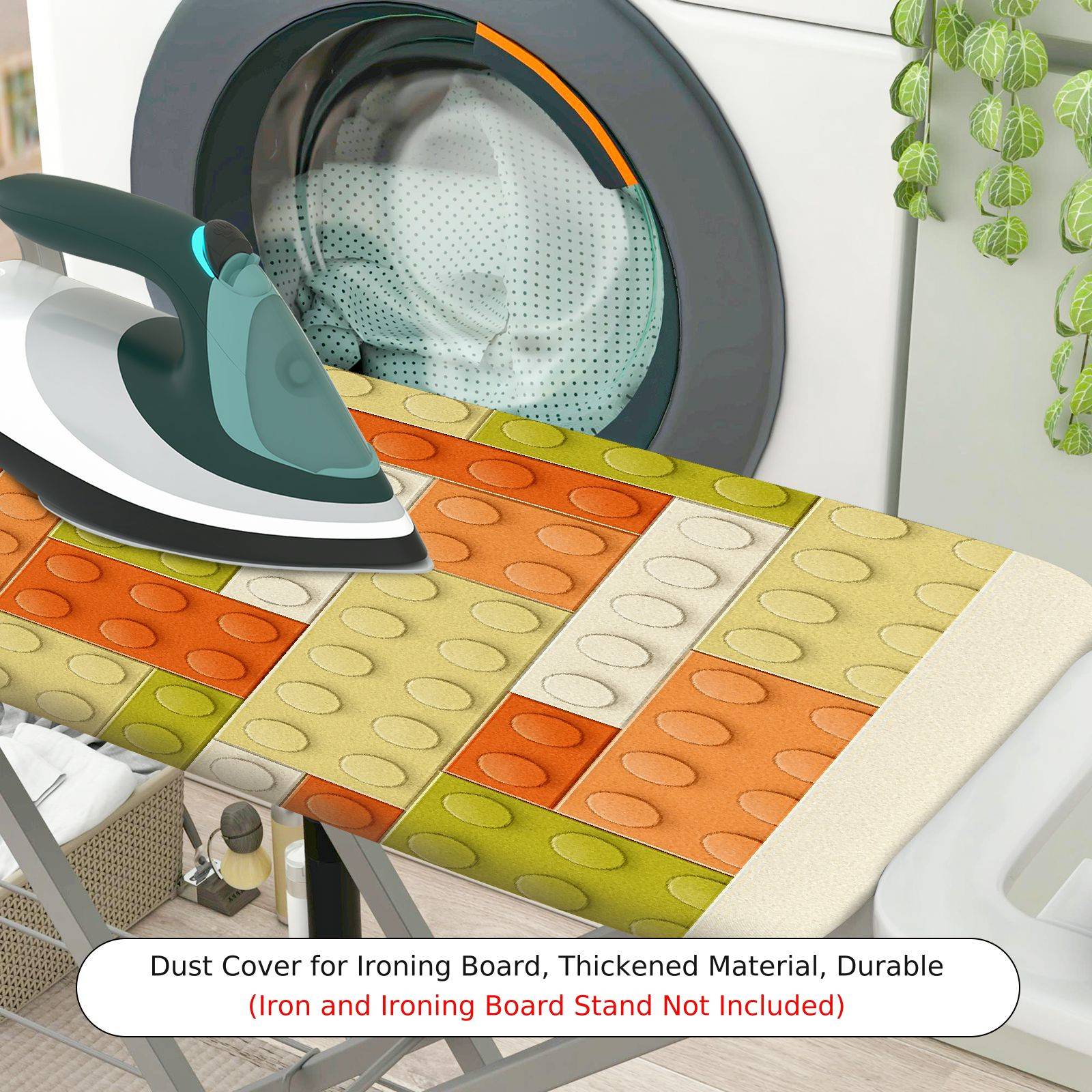 1-Piece Colorful Blocks Playful Fun  Ironing Board Cover, Universal Size, Without Board