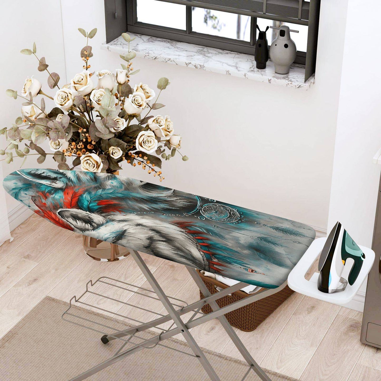 1-Piece Wolf Feather Colorful  Ironing Board Cover, Universal Size, Without Board