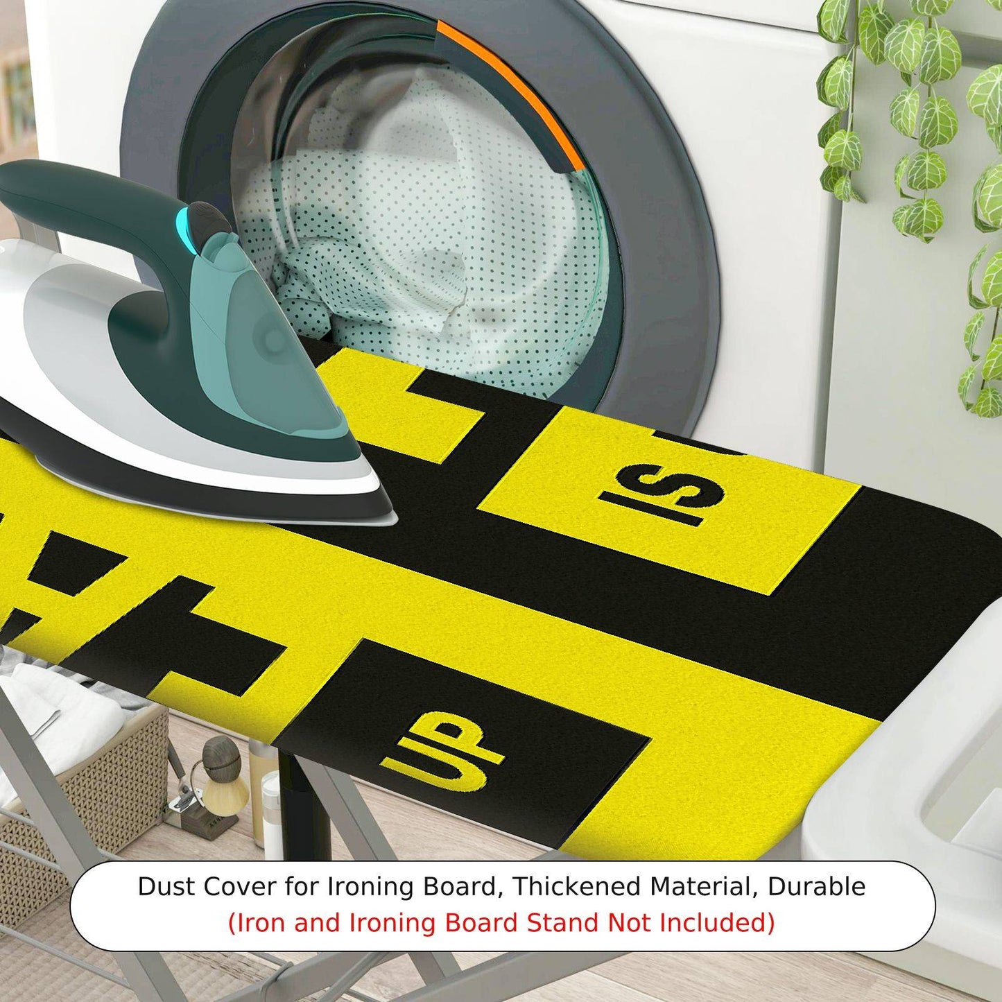 1-Piece Yellow Black Graphic Text  Ironing Board Cover, Universal Size, Without Board