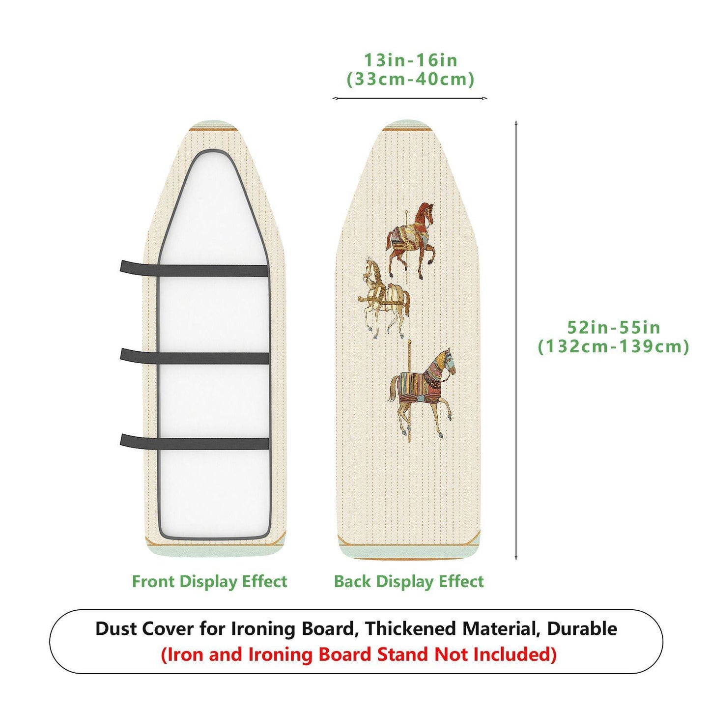 1-Piece Horse Pattern Beige Embroidery  Ironing Board Cover, Universal Size, Without Board