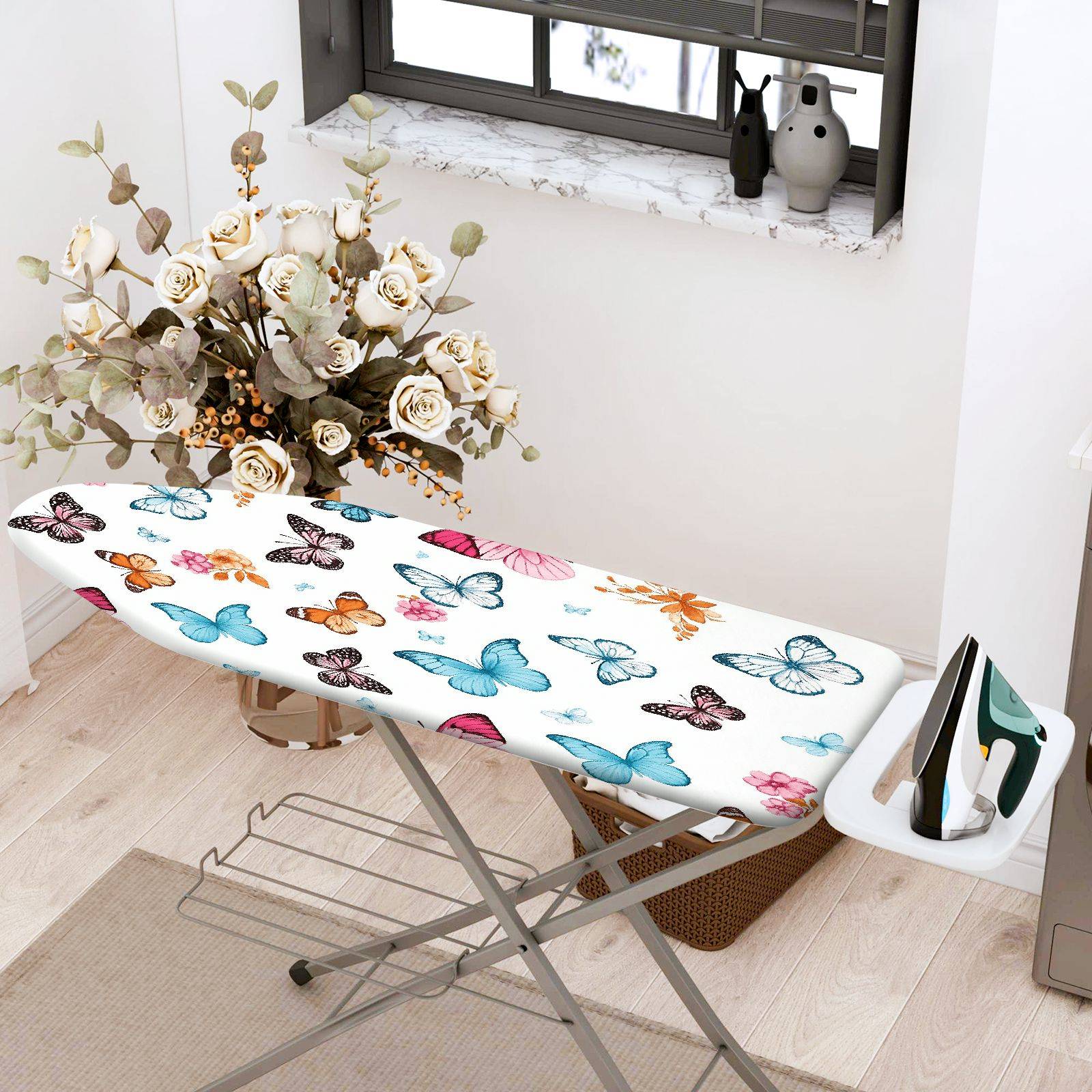 1-Piece Butterfly Floral Colorful  Ironing Board Cover, Universal Size, Without Board