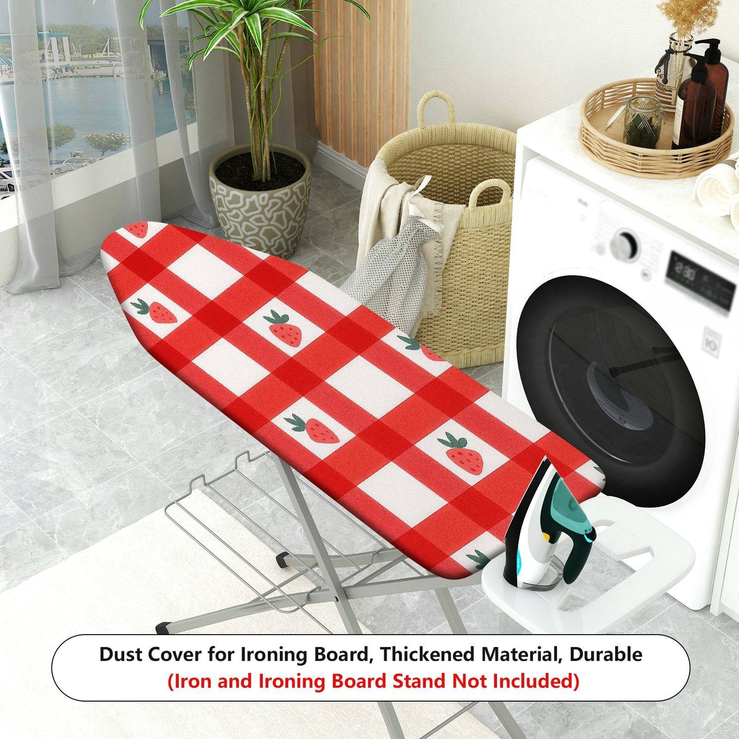 1-Piece Strawberry Plaid Red  Ironing Board Cover, Universal Size, Without Board
