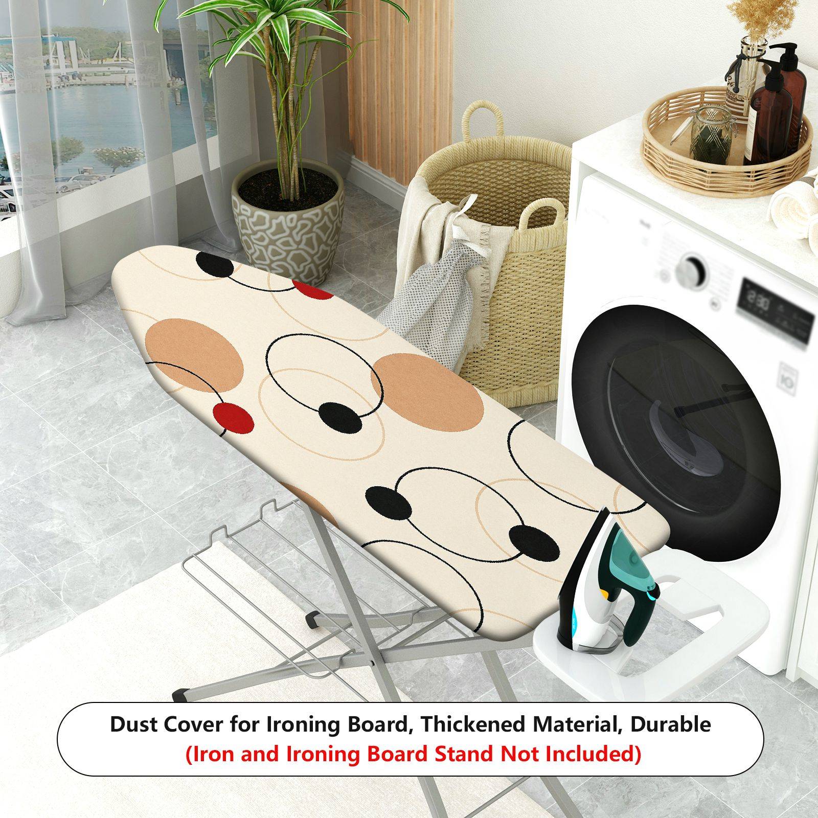 1-Piece Modern Geometry Circle Pattern Beige  Ironing Board Cover, Universal Size, Without Board